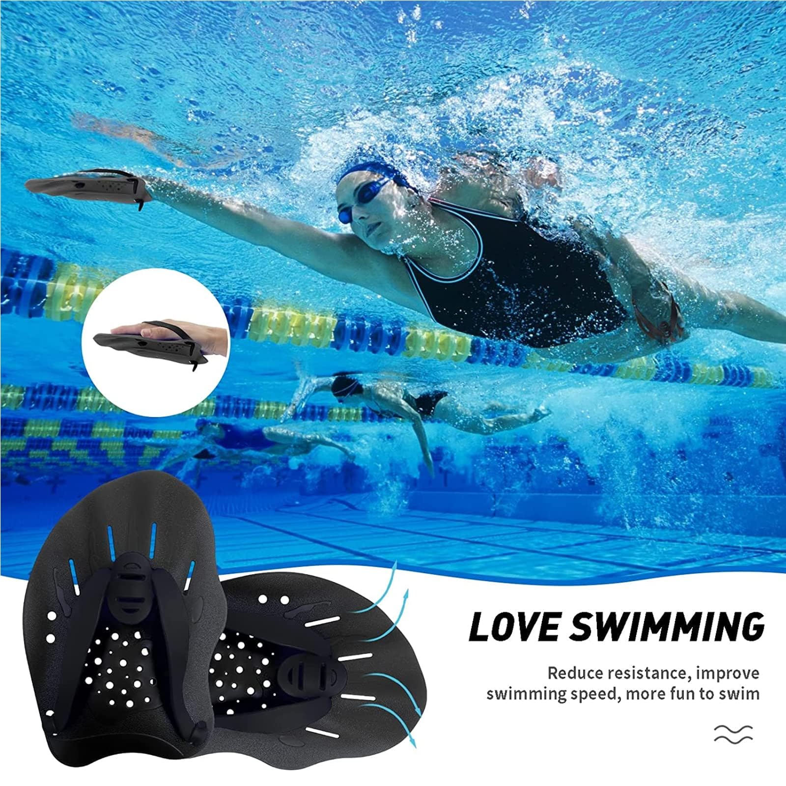 Swimming Hand Paddles Swim Gloves For Adults Teens, Size S - Foto 7