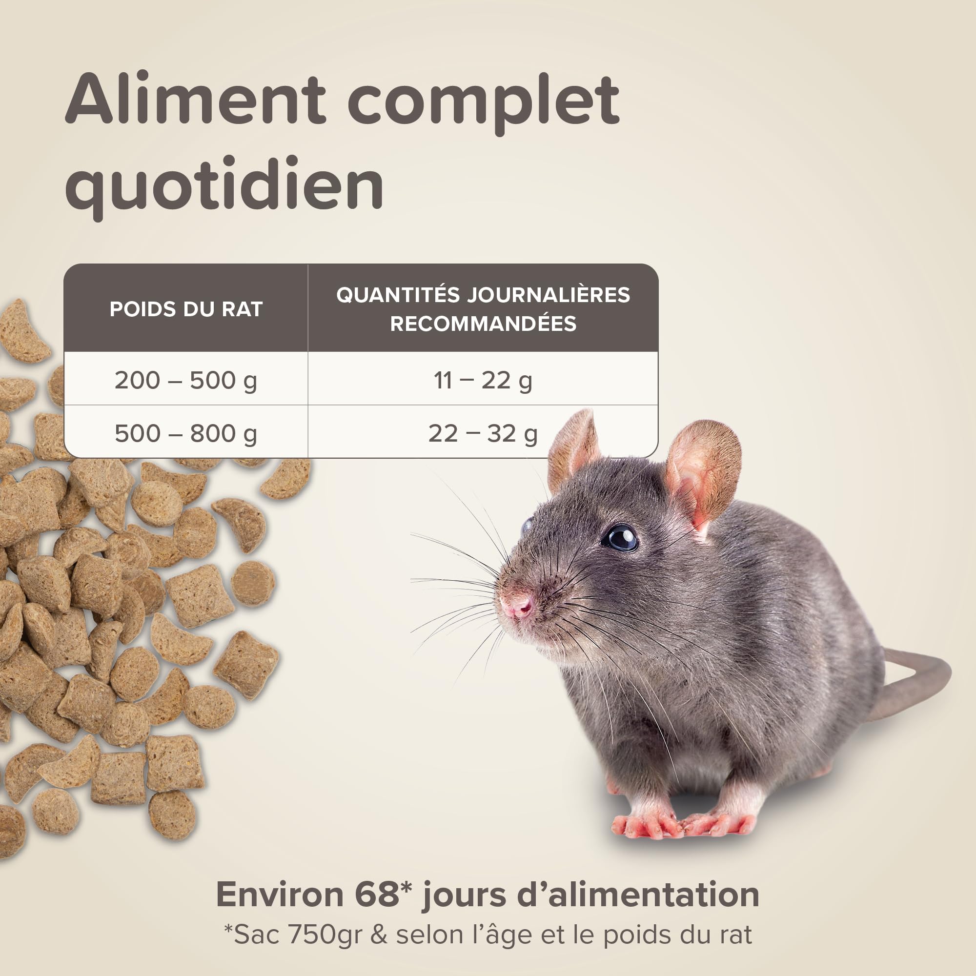 BEAPHAR – Care+ – Alimentation Super Premium extrudée pour Rat – Extrait de thé Vert – Proteines animales – Haute digestibilité – Participe à l’Usure Naturelle de Dents – sans sucres ajoutés – 700g
