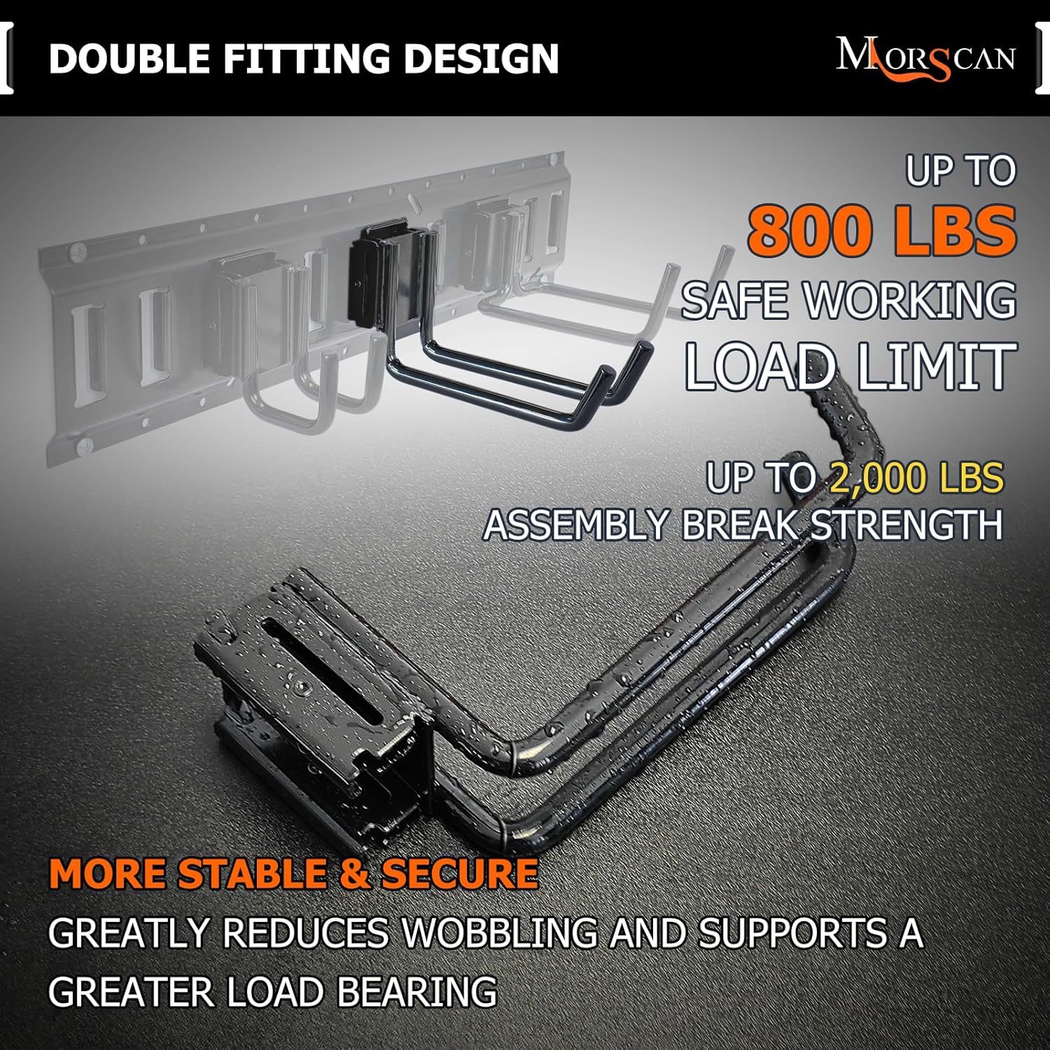 4-Pack 2"x6" Heavy-Duty E-Track Double Fitting J Hooks with Extra Rubberized Dip-Coating - Stable Organizers for Trailers, Trucks & Garden Tools