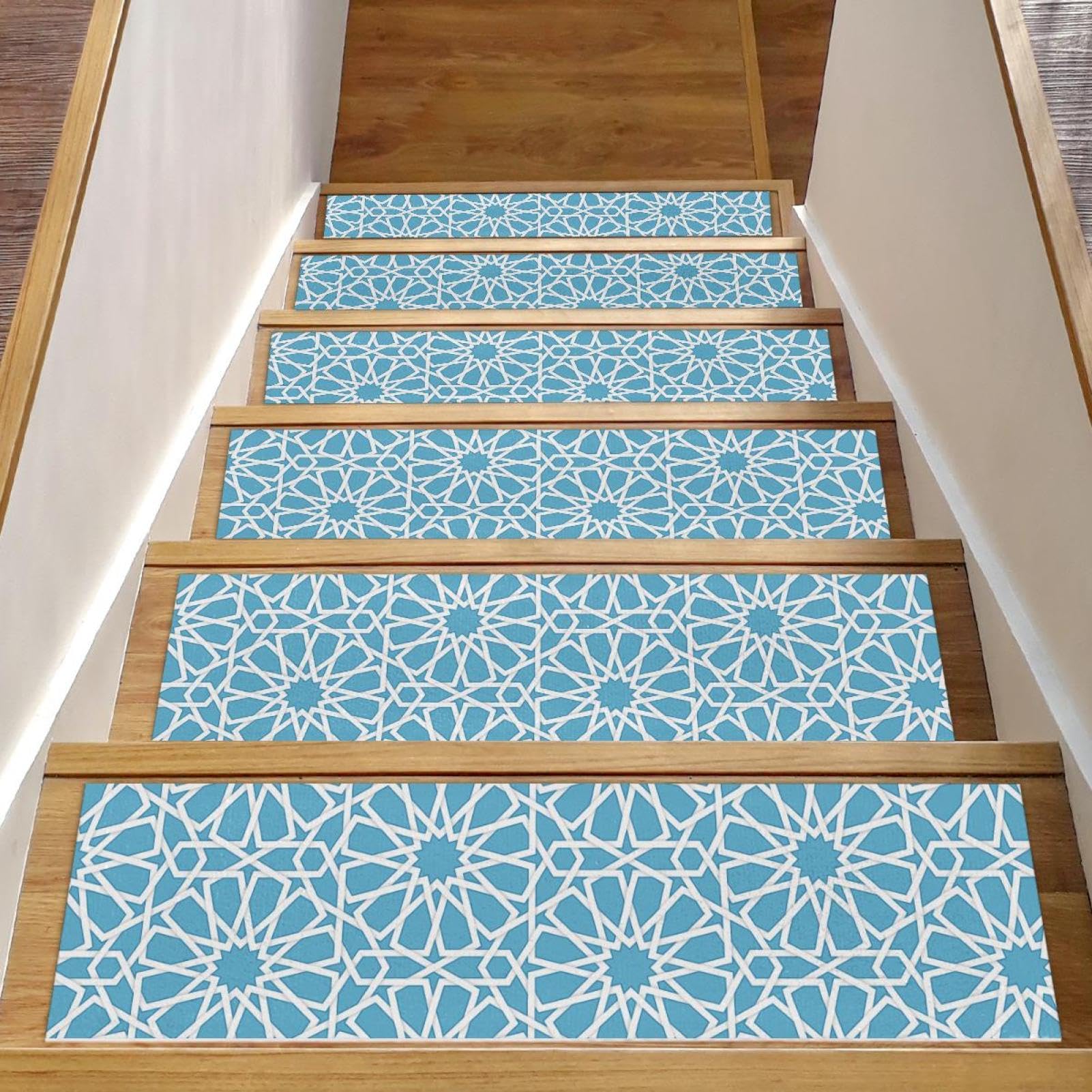 Peldaños para interiores de alfombra lavable y protector de escaleras de madera antideslizante