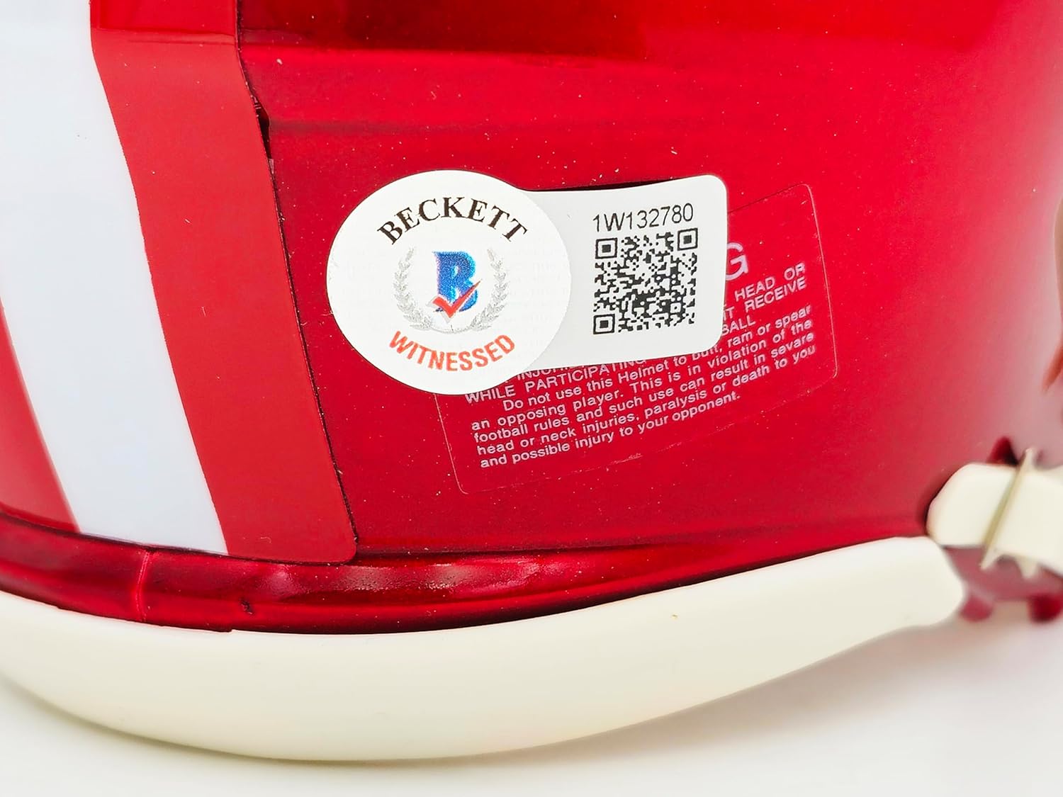 F.r.e.d Warner Autographed Flash Red Speed Mini Football Helmet Beckett BAS Witness Stock #226392
