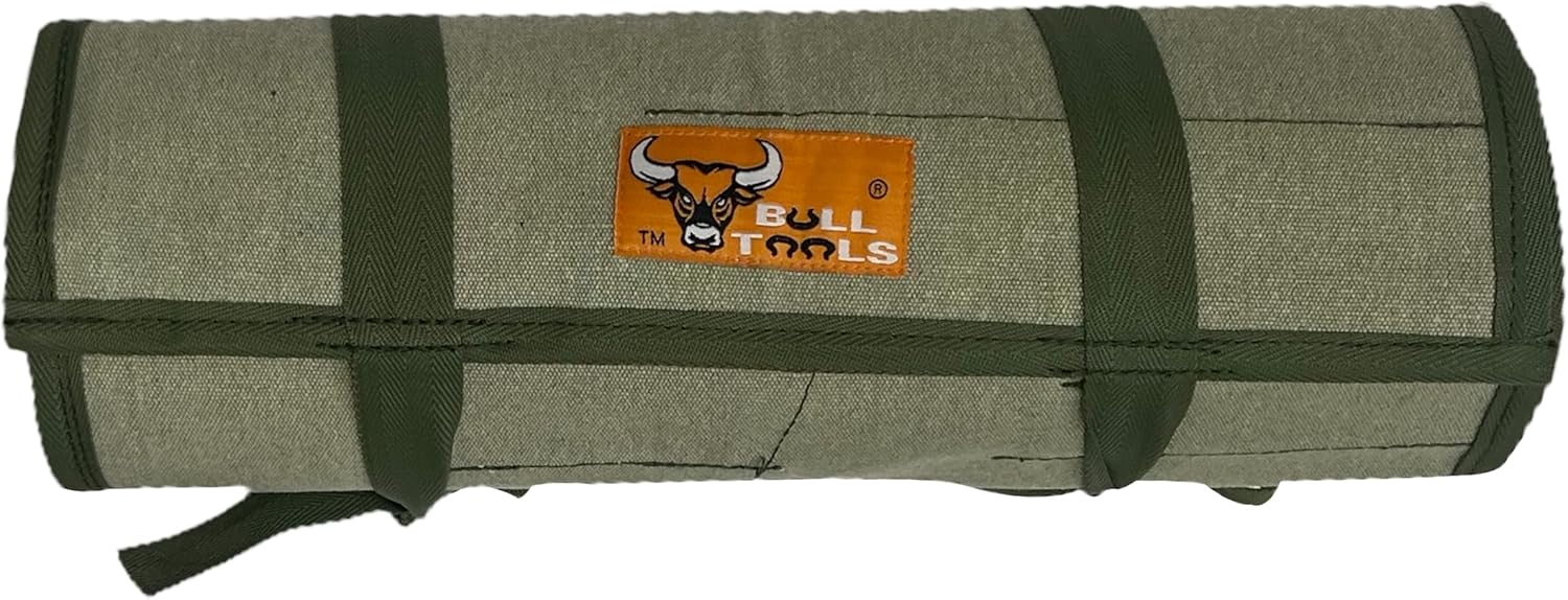 BULL TOOLS Wrench Roll, 26 Pocket Tool Pouch, Tool Bag Wrench Organizer Metric & SAE Combination Wrenches, Cotton Canvas, Portable Roll-Up Wrench Case Gift for Men, Mechanics, DIYers, & Electricians