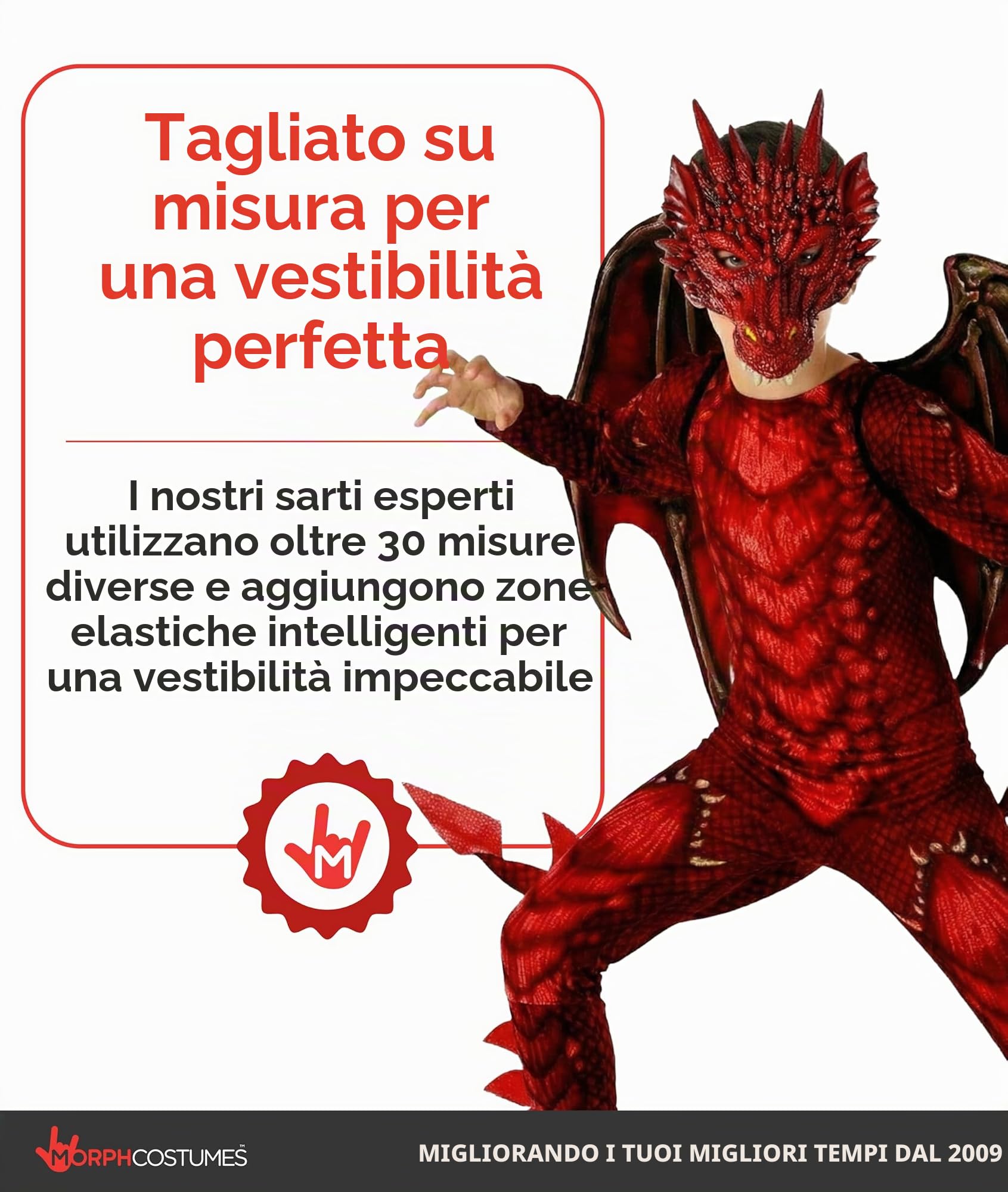 Morph Costume Drago Bambino, Vestito Dragon con Ali e Maschera, Costumi Halloween e Carnevale Bambini