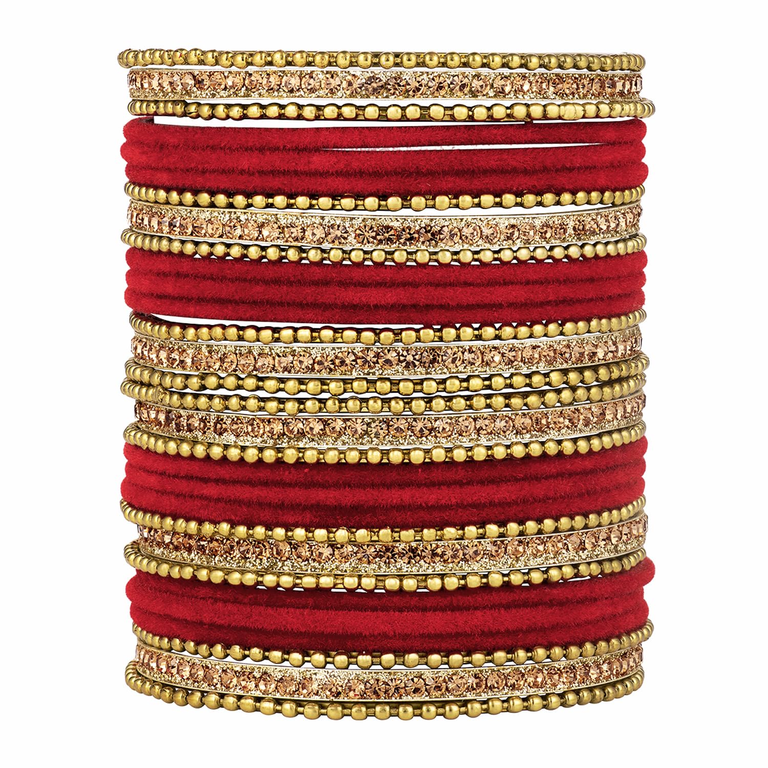 Peora Gold Plated Red Velvet Chuda Chura Bangle Set Indian Traditional Bridal Dulhan Wedding Fashion Jewellery for Women Girls Navratri Gift (Size - 2.6) (B08KLMD3KS) Amazon Price History, Amazon Price Tracker