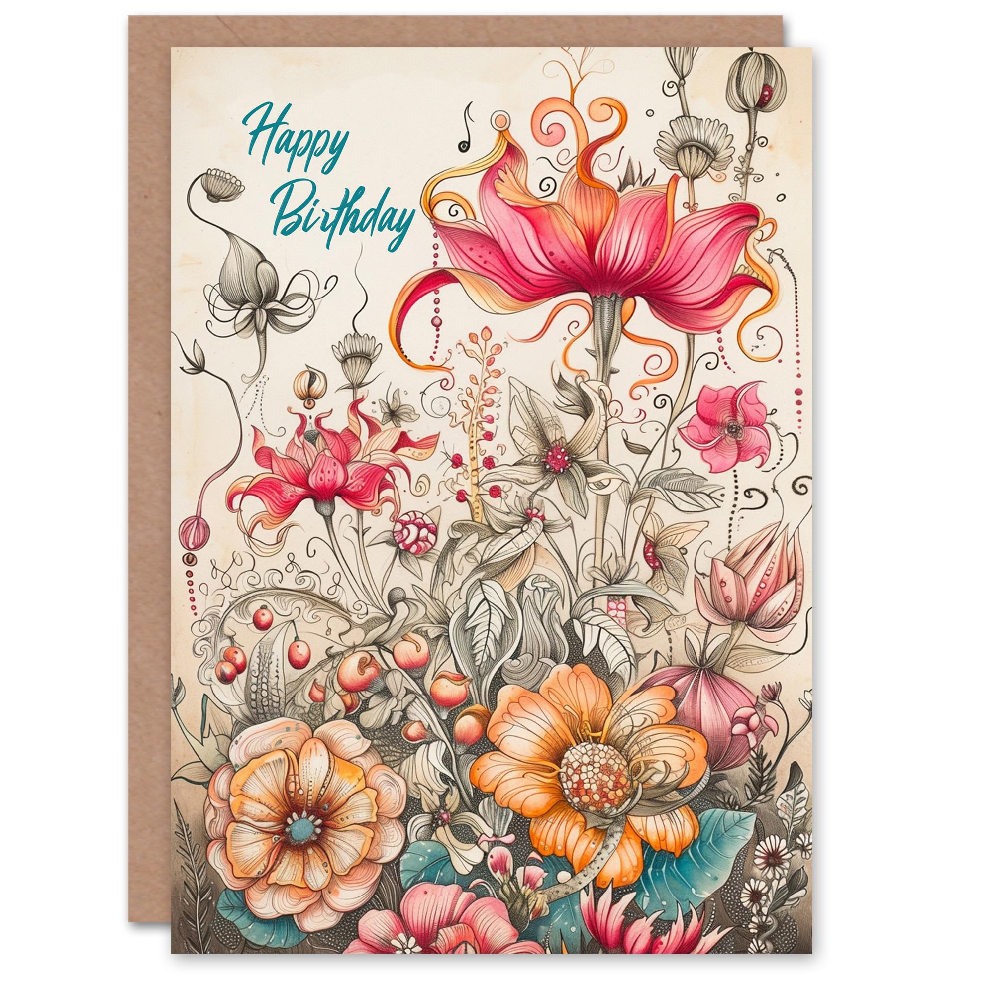 Artery8 - Botanical Drawing Greeting Card - Beige