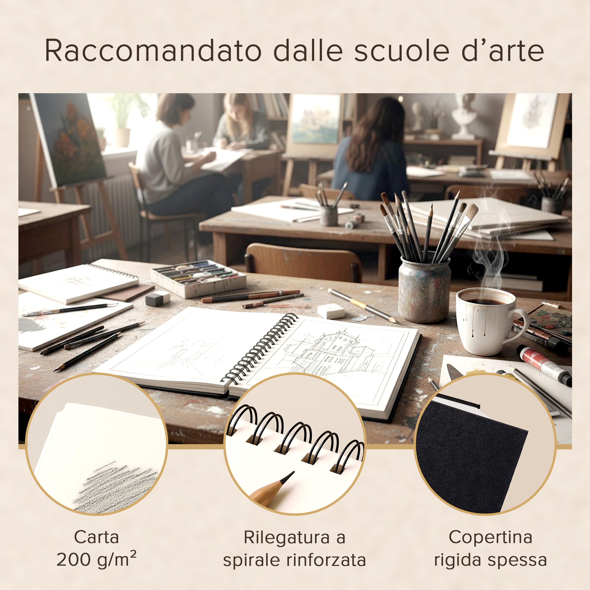 Blocco da disegno a prova di sbavature, copertina rigida, formato A4, rilegatura a spirale, 100 fogli di carta spessa acida, per artisti, studenti, schizzi, viola, M