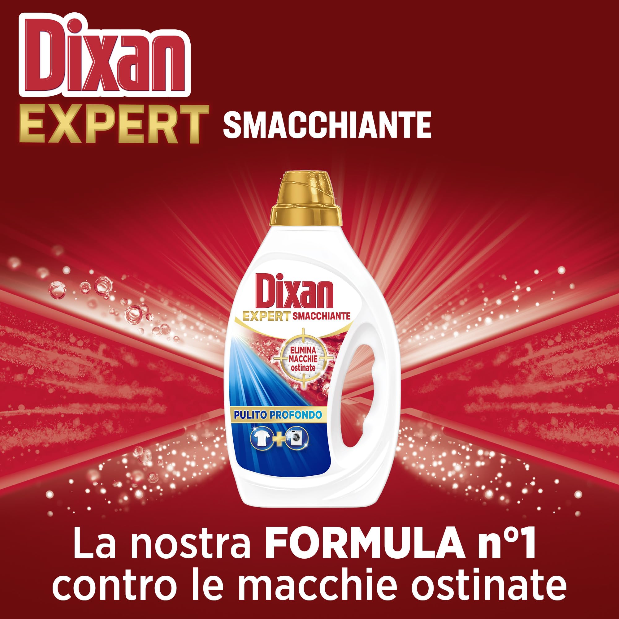 Dixan Liquido Expert Smacchiante Detersivo Lavatrice, 6 confezioni da 17 Lavaggi, Detersivo liquido per una pulizia profonda del bucato e freschezza igienica per lavatrice, Rimuove le macchie da 20°C