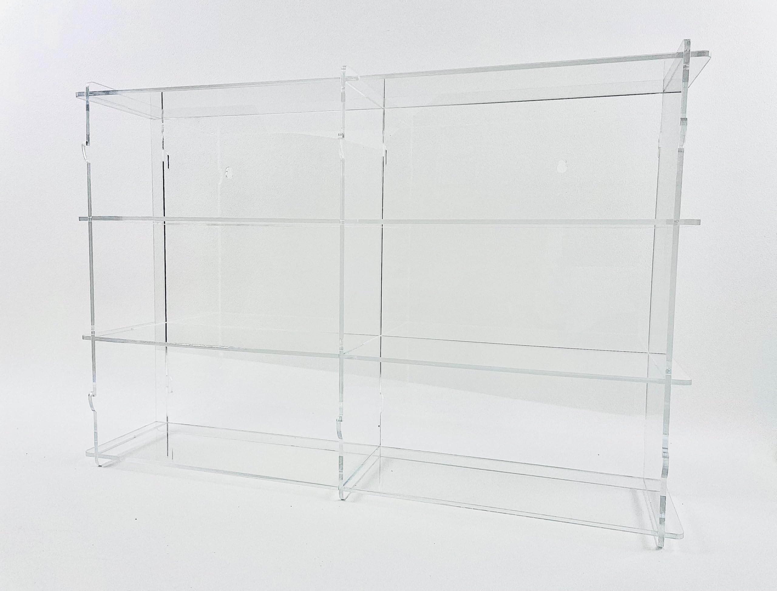 Vitrina de metacrilato, expositor de metacrilato para coches a escala, Colecciones, Vitrina expositora de acrílico transparente, con estantes y puerta antipolvo, medidas 45x66x13 cm (altoxanchoxfondo)