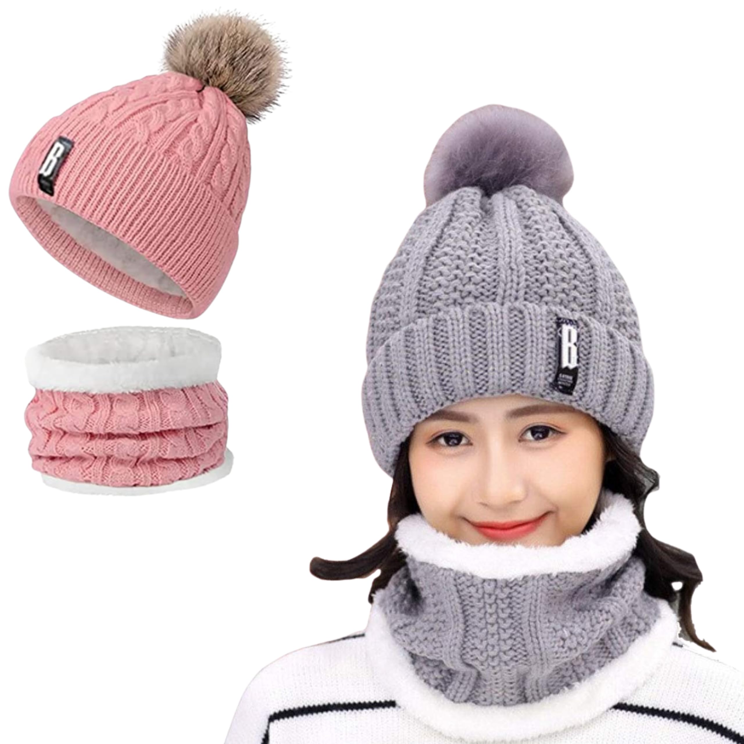 Tomorrow Winter Beanie Hat Scarf Set for Women- 2-in-1 Warm Headwear with Ear & Neck Cover - Knit Hat, Scarf & Ski Gift - Cold Weather Gear for Outdoor Activities Combo (pack of 2)-image-8