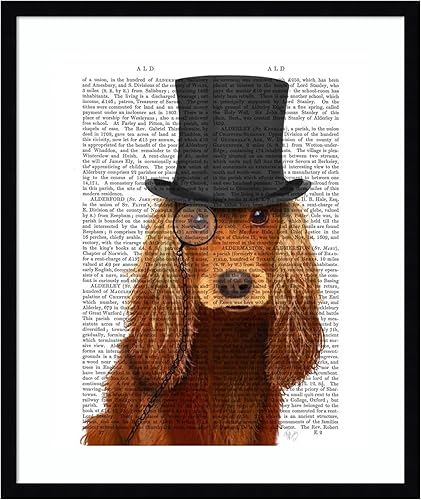 Miniatura 15 de Amanti Art Fab Funky - Impresión artística para pared con marco de madera, diseño de Cocker Spaniel formal Sabueso y sombrero (21.12 pulgadas de