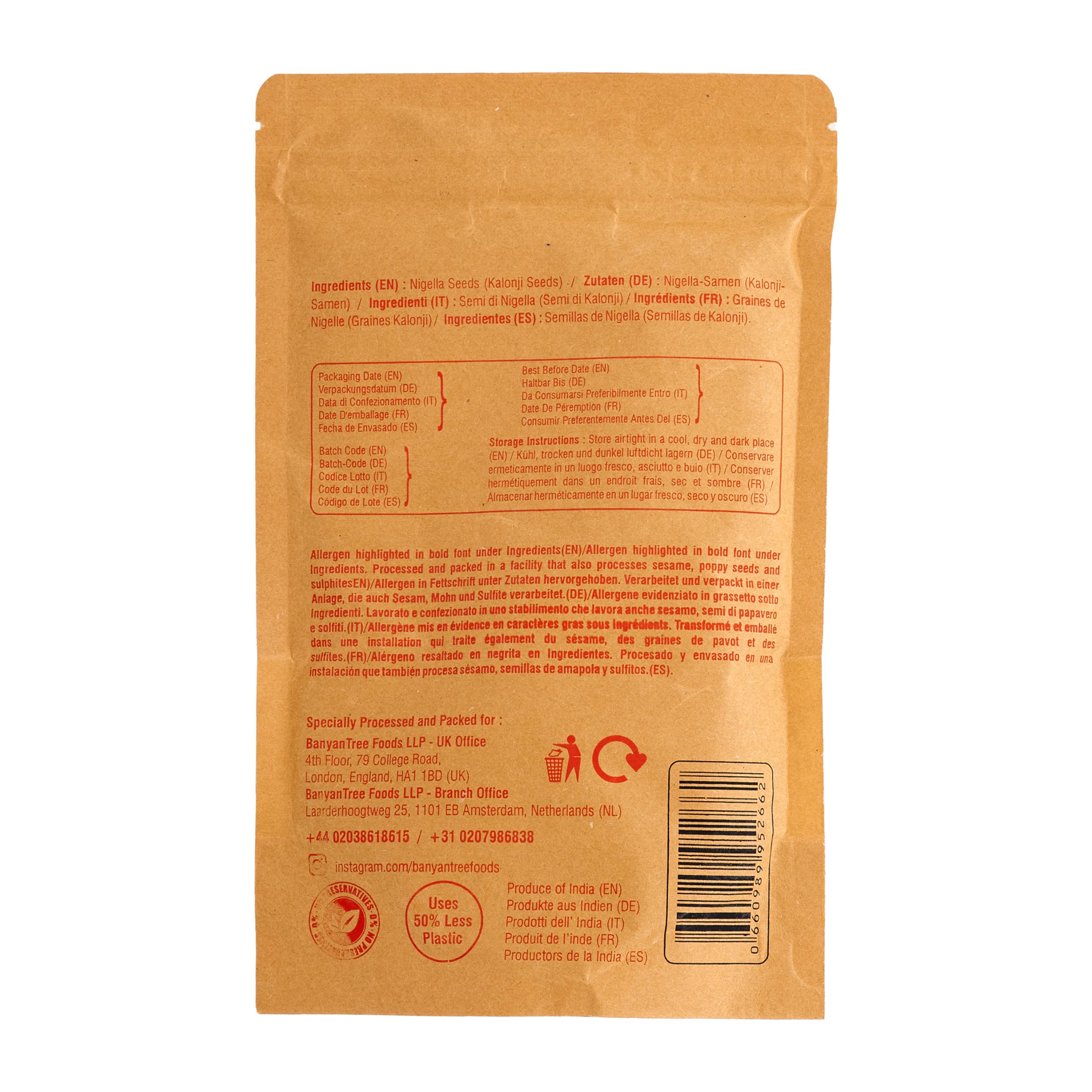 BanyanTree Foods Semilla de Nigella (Nigella Seeds) 150g | Comino negro entero | Kalonji Seeds