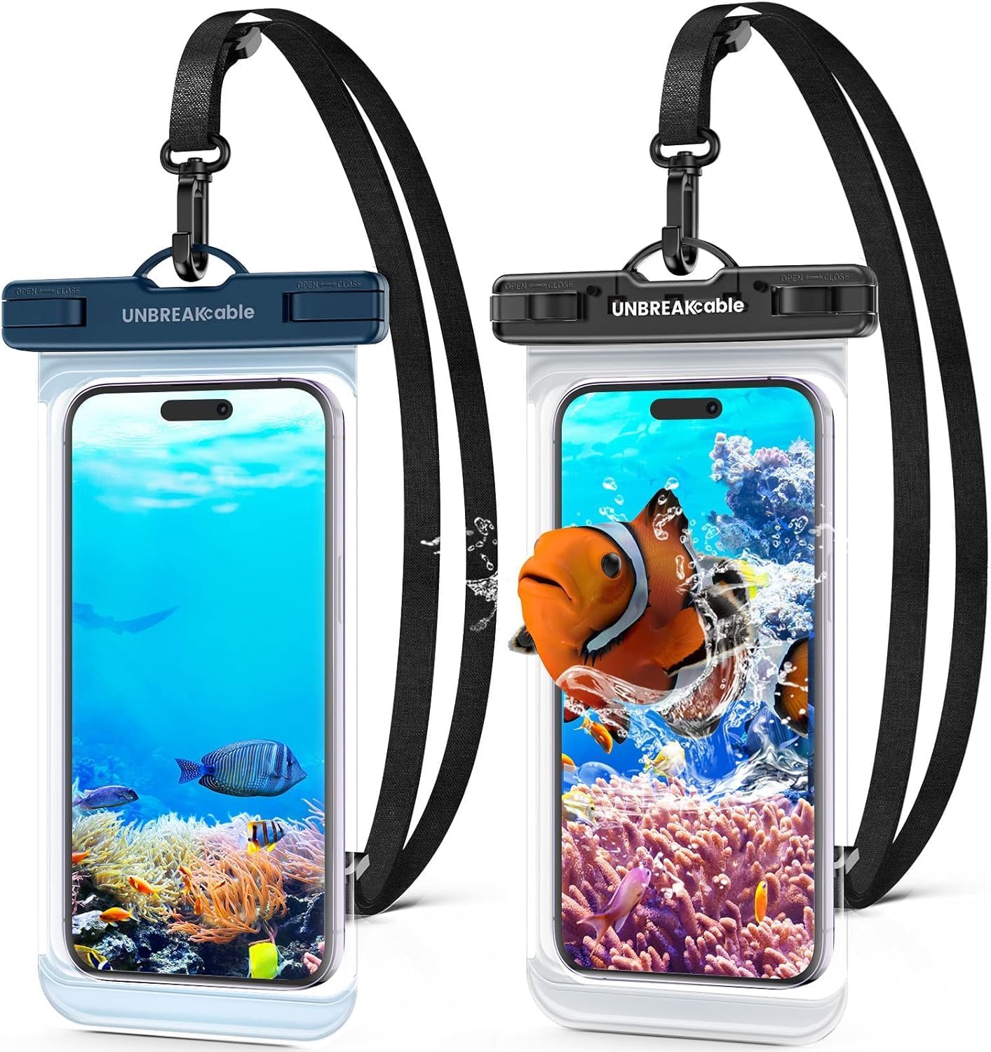 – UNBREAKcable Waterproof Phone Pouch，2-Pack IPX8 Universal Waterproof Phone Case Dry Bag for iPhone 17 16 15 14 13 12 11 Pro Max XR X Samsung S25 S24 Ultra S21 S10 Huawei P70 Mate 70 up to 7"
