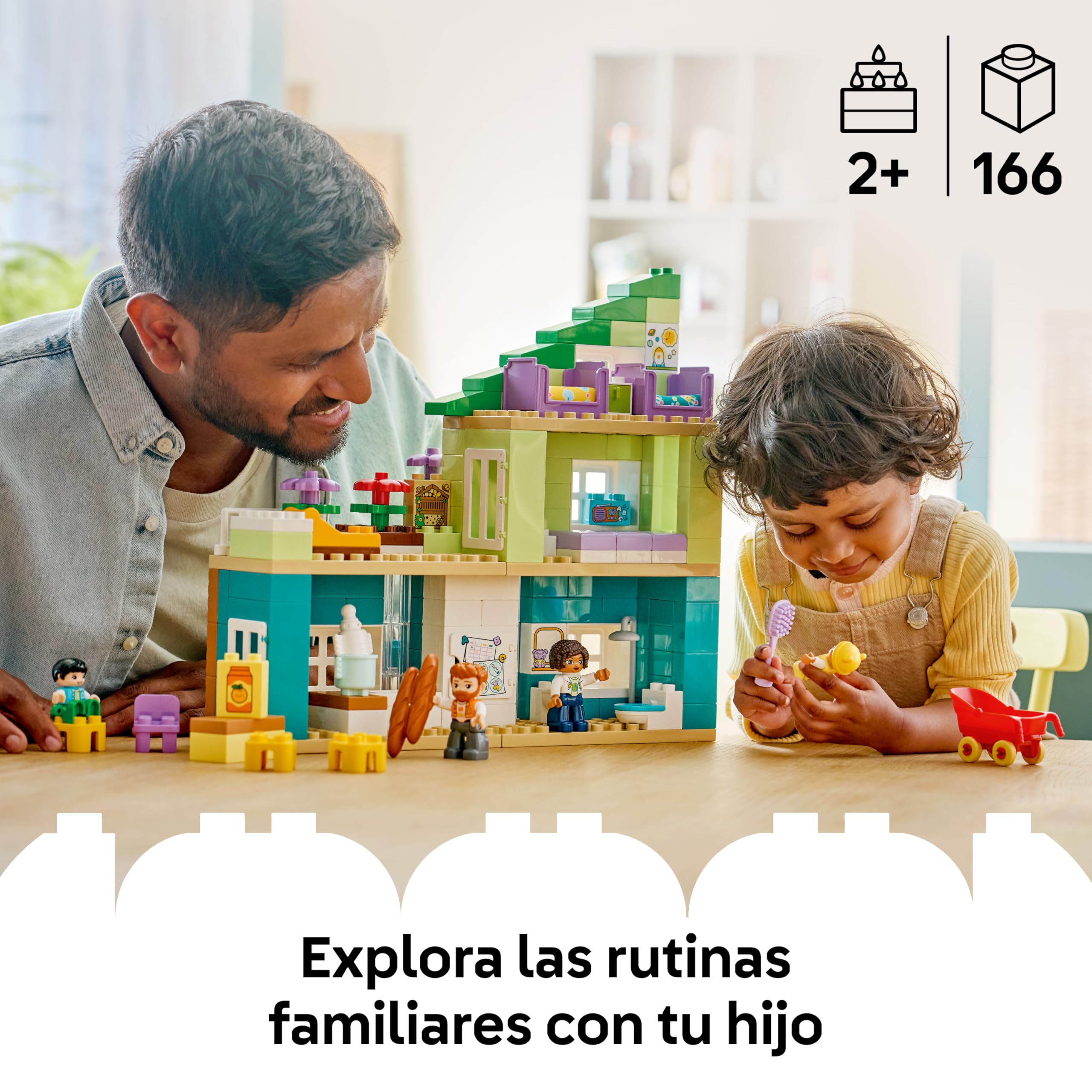 LEGO Duplo Casa Familiar Moderna “3en1” con Figuras - Juego Educativo para la Motricidad Fina - Juguete Montessori Interactivo con Casa de Muñecas - Regalo para Niñas y Niños de 2+ Años - 10470