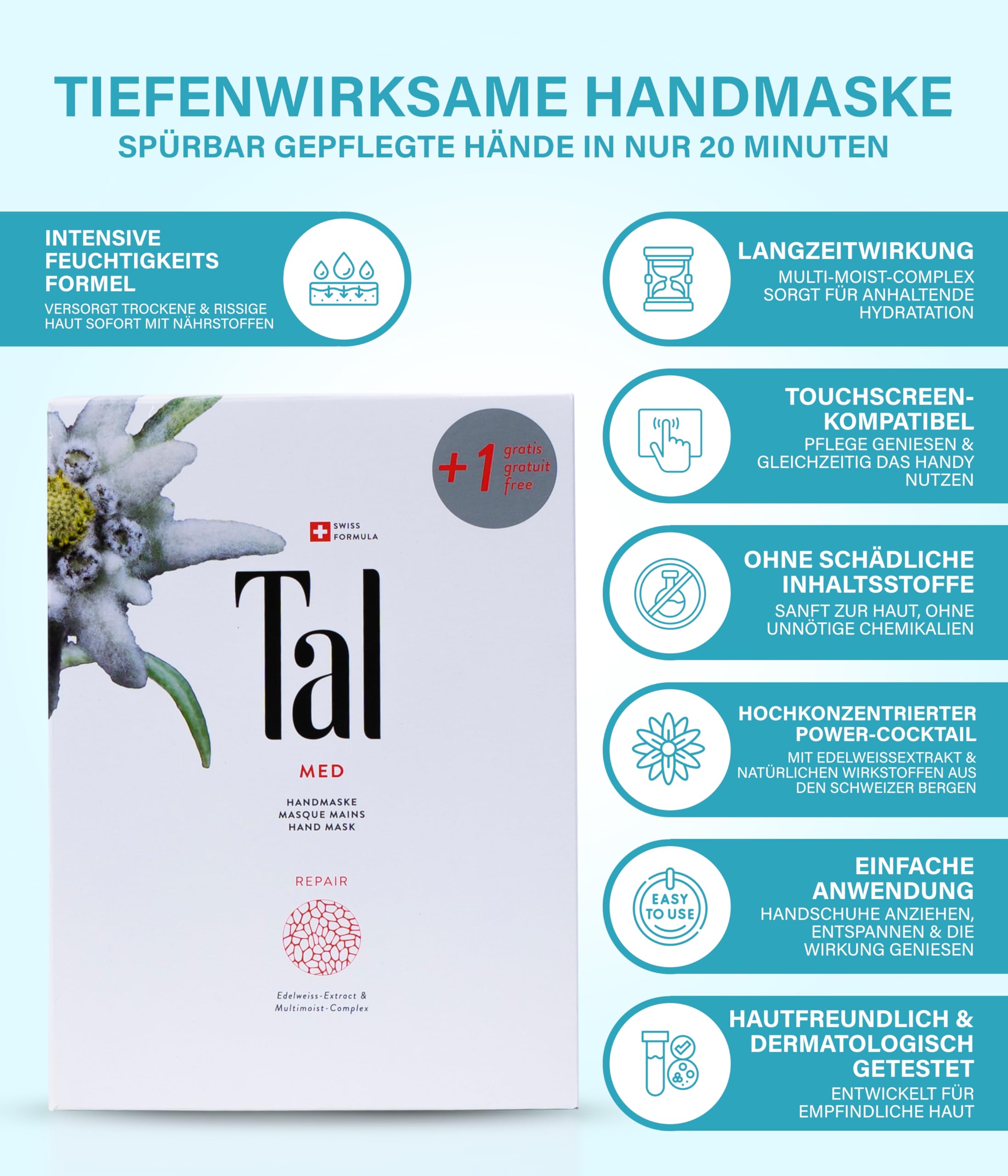 Tal® MED Repair Hand Mask Set of 6 - Hand Mask for Very Dry Hands, 6 count (Pack of 1) - Image 3