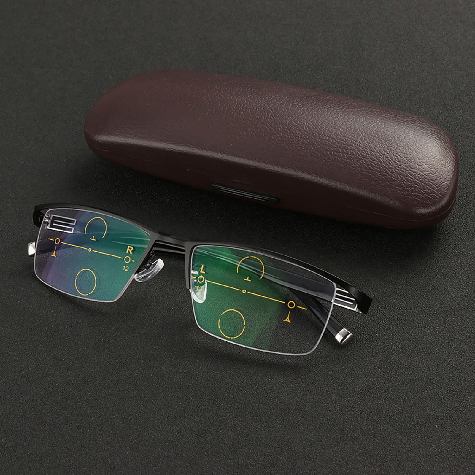 Gafas De Lectura, Gafas Presbicia, Anteojos con Estilo De Uso Dual Lejano Y Cercano Progresivo Anti-Azul, Anteojos Antideslumbrantes/UV, Medio Marco (Color : Black, Size : +2.5)
