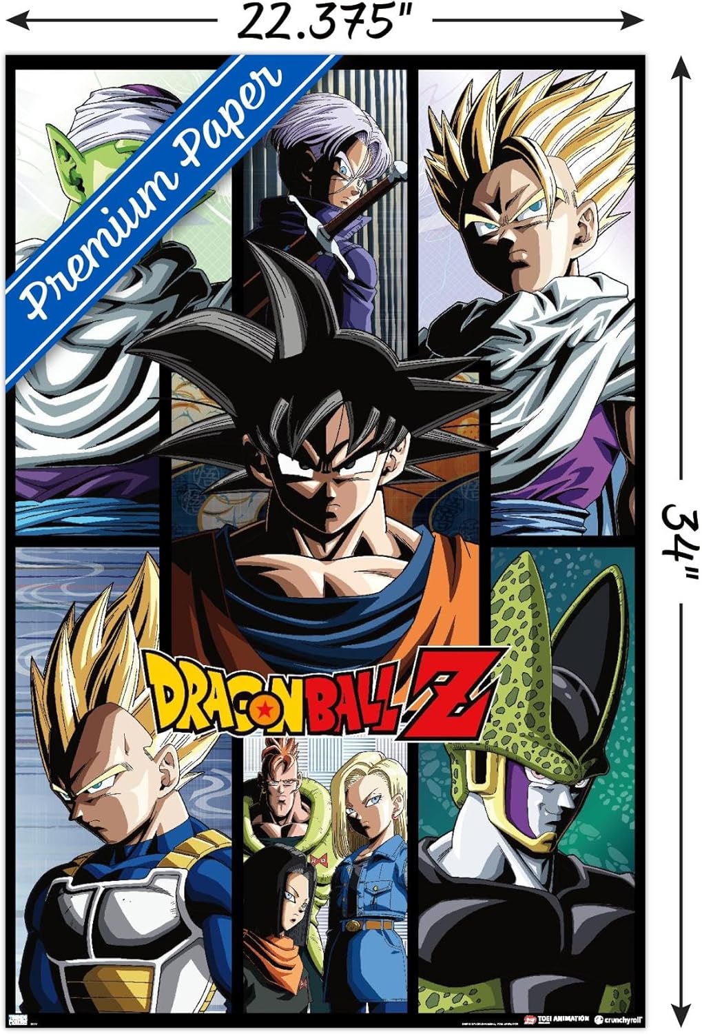 Dragon Ball Z - Grid Wall Poster, 34L" x 22.4W", Premium Poster & Mount Bundle
