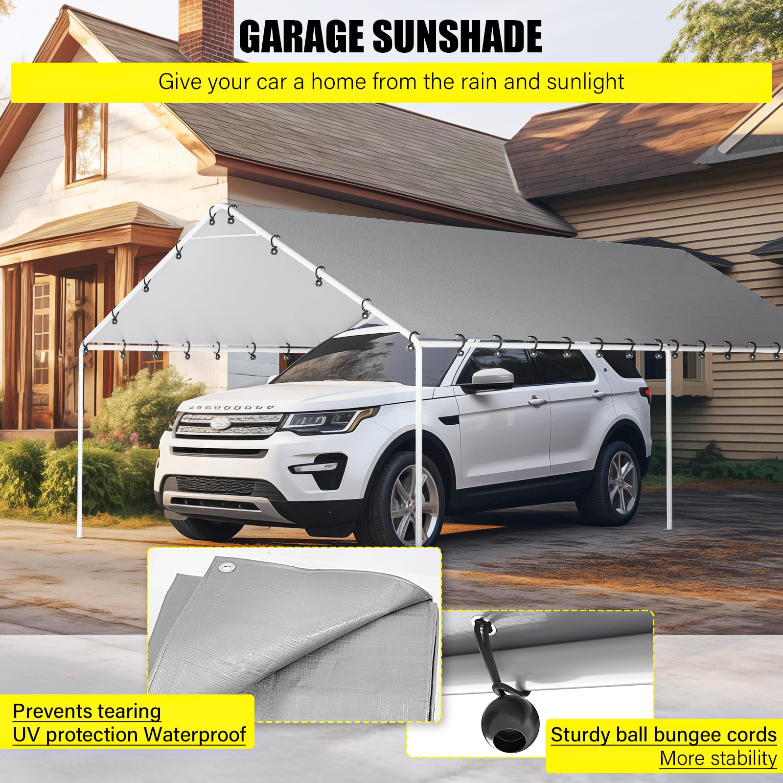 DWALE 10x20 Carport Canopy Cover - Waterproof & UV -5 DWALE 10x20 Carport Canopy Cover - Waterproof & UV -5