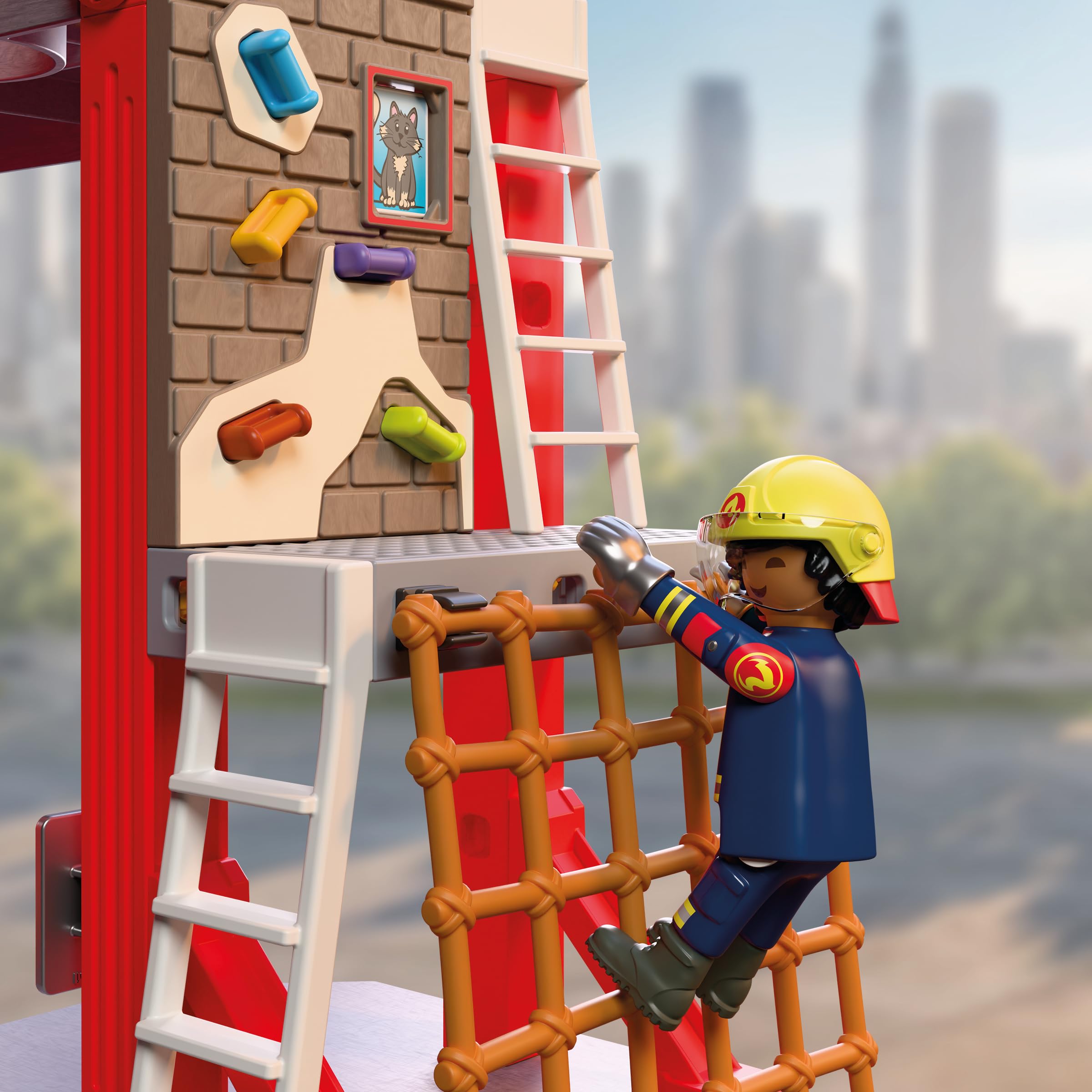 PLAYMOBIL | City Action | Grande stazione dei pompieri | Stazione multilivello con centrale operativa, palo scivolo, area di addestramento e molti accessori | Per bambini da 4 anni | 72191
