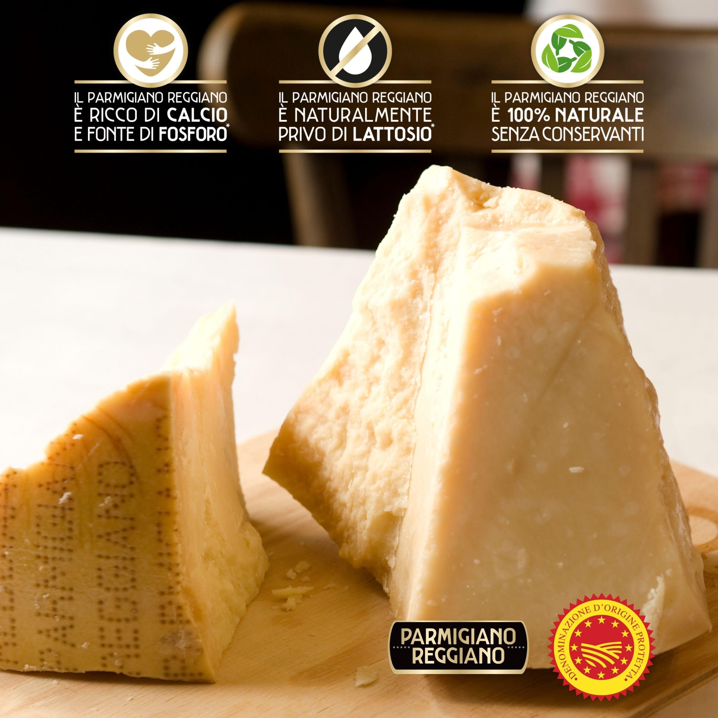 Parmigiano Reggiano Dop 40 mesi da Allevamento e Agricoltura Sostenibili - Premiata Produzione Artigianale dal 1949 - Formaggio Naturalmente Privo di Lattosio ANTICA LATTERIA DUCALE (1kg - 2pz)