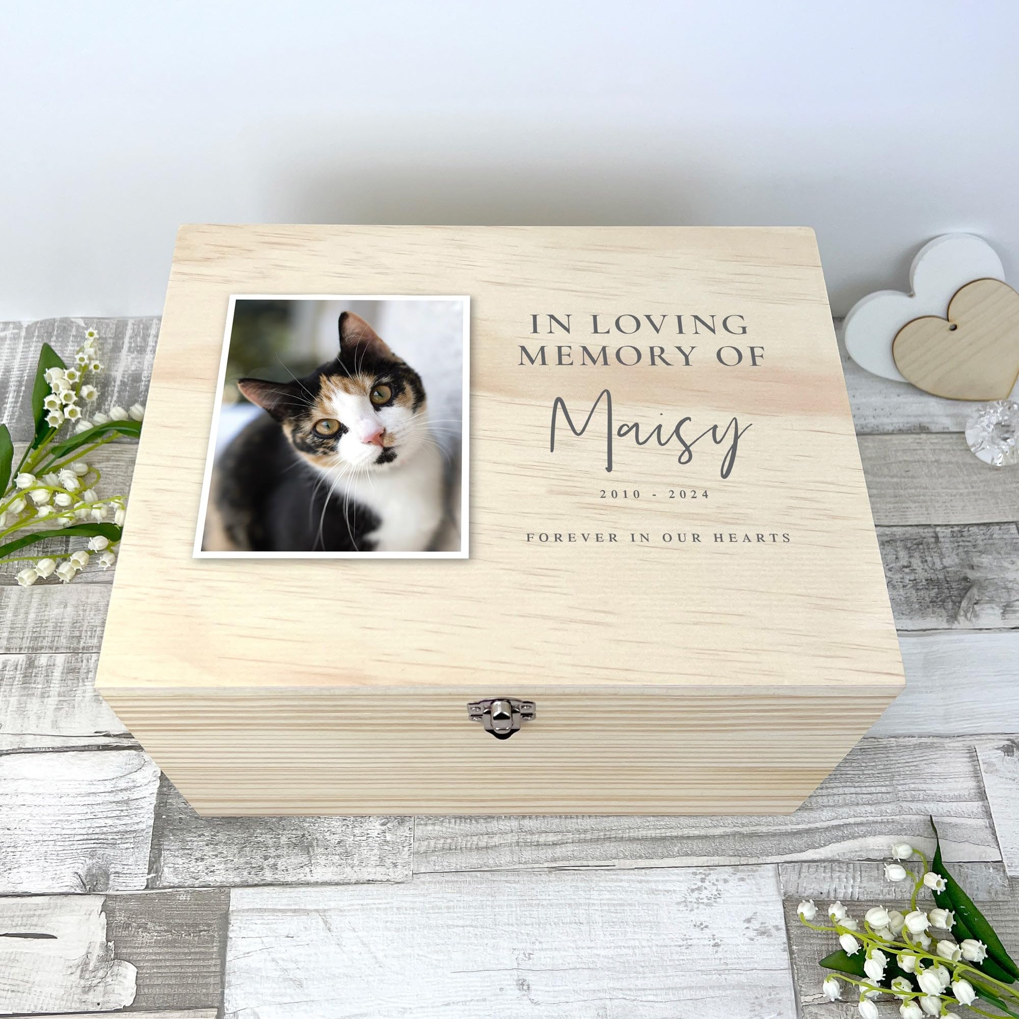 Caja de recuerdo personalizada con foto de mascota "In Loving Memory Of", regalo de condolencias por la pérdida de mascotas, 26 cm de ancho x 18,9 cm de profundidad x 15,5 cm de alto