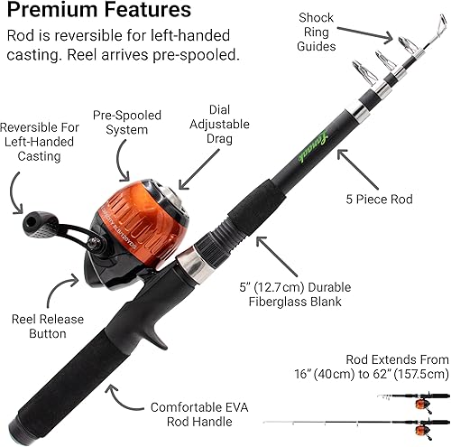 Miniatura 5 de Lanaak Kids Fishing Pole and Tackle Box - with Net, Travel Bag, Reel and Beginners Guide - Rod and Reel Kit for Boys, Girls, or Youth