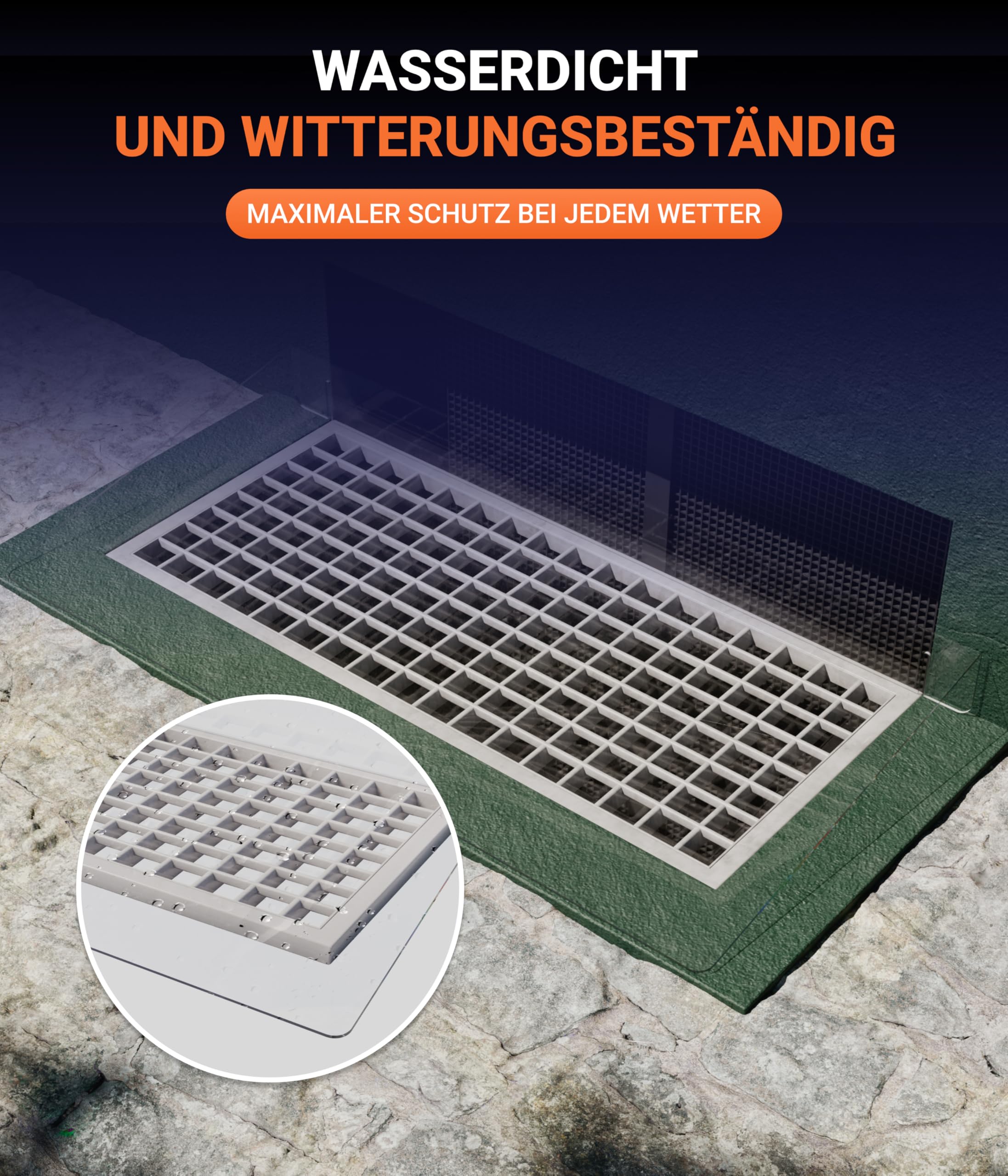 EH Design Lichtschachtabdeckung – Regenschutz aus Acryl – UV-beständig & wetterfest – Kinderleichte Montage & Reinigung – 100% Schutz vor Regen & Schmutz – Made in DE (1100x550x80 mm)