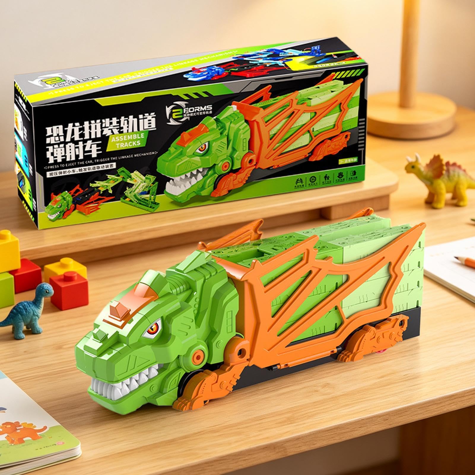 Pista Dinosauri Macchinine Da Corsa Giocattoli Veicoli Playset Interattivo | Pista Da Corsa Dinosauri Giocattolo Per Casa Viaggi Esterno Scuola Materna Asilo Interno Giardino