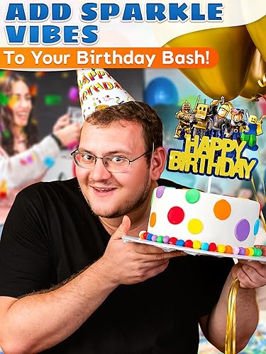 Miniatura 59 de Decoración para tartas de feliz cumpleaños para mujer, decoración vibrante y brillante para tartas con cartón resistente, fácil de instalar