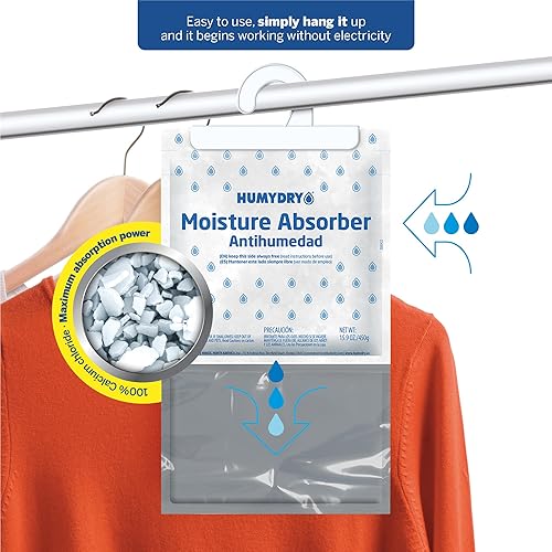 Miniatura 3 de HUMYDRY Paquete de 6 deshumidificadores colgantes de 15.87 oz  Absortor de humedad para armarios y espacios cerrados  No necesita electricidad