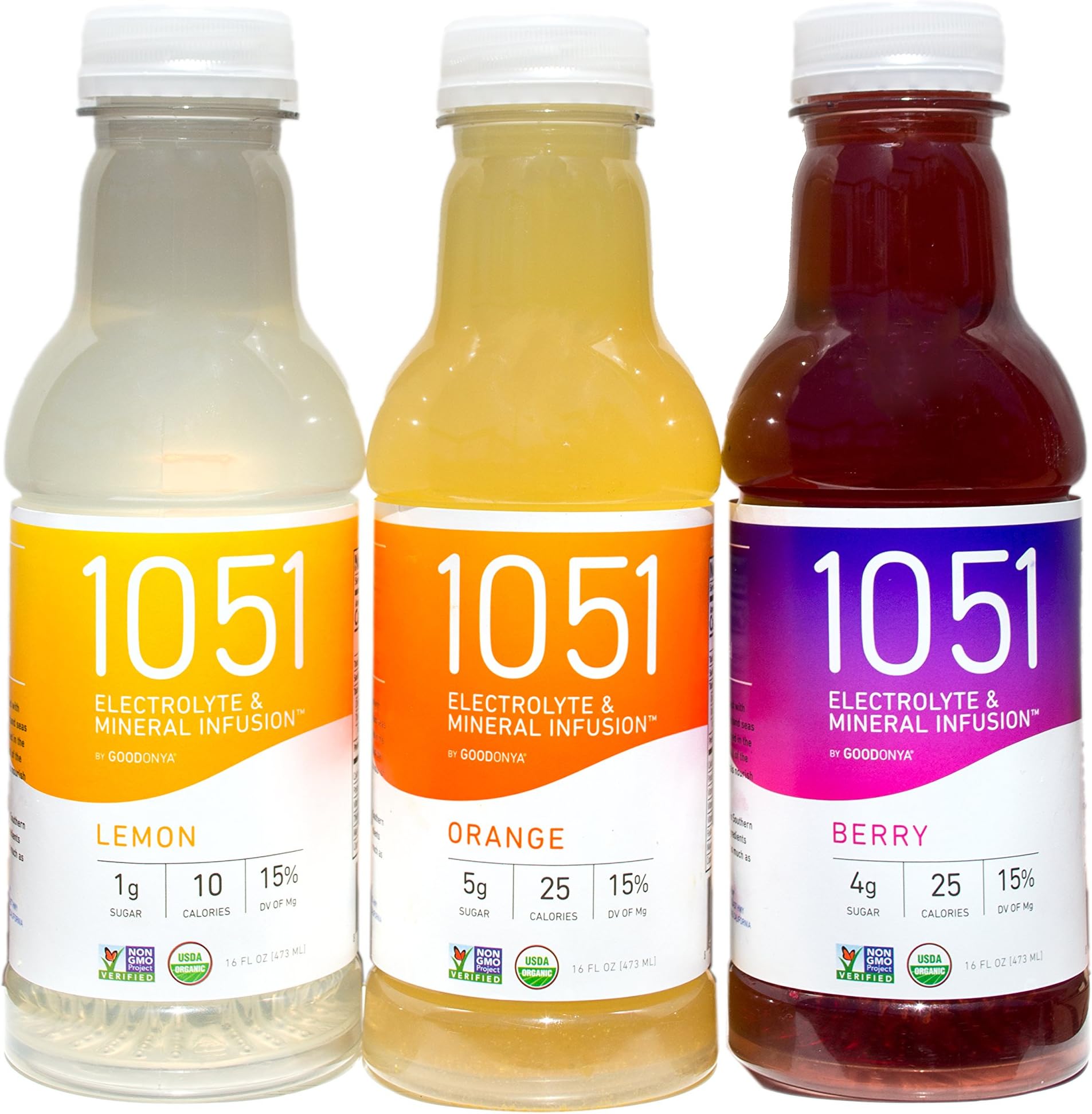 1051 Organic Hydration Rapid Electrolyte Replacement Daily Mineral Water Fruit Stevia Healthy All Natural Recovery Sports Drink with Potassium, Magnesium, Calcium - Variety 16 Oz (Pack of 3)