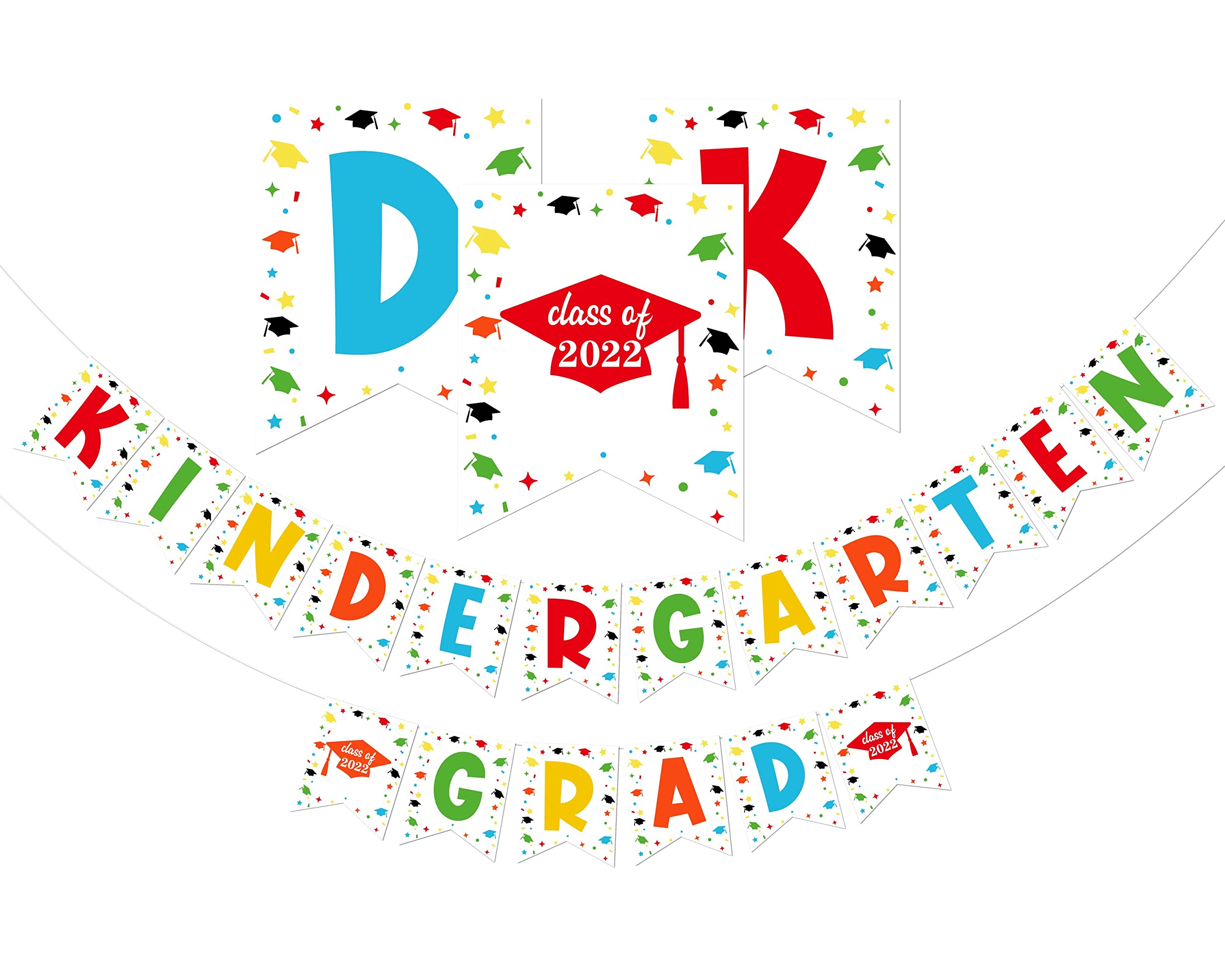 Ghirlanda Diplomi Asilo 2022 Con Arcobaleno | Striscione Decorazione Festa Laurea Bambini, Colorato, Preassemblato, Tema Prescolare - 2