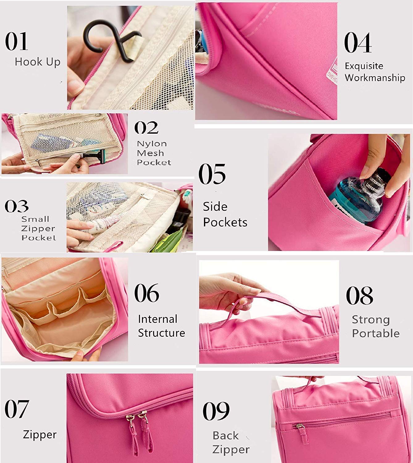 TGOPIT Solid 13 Cms Cosmetic Pouch(M_Pink) 1