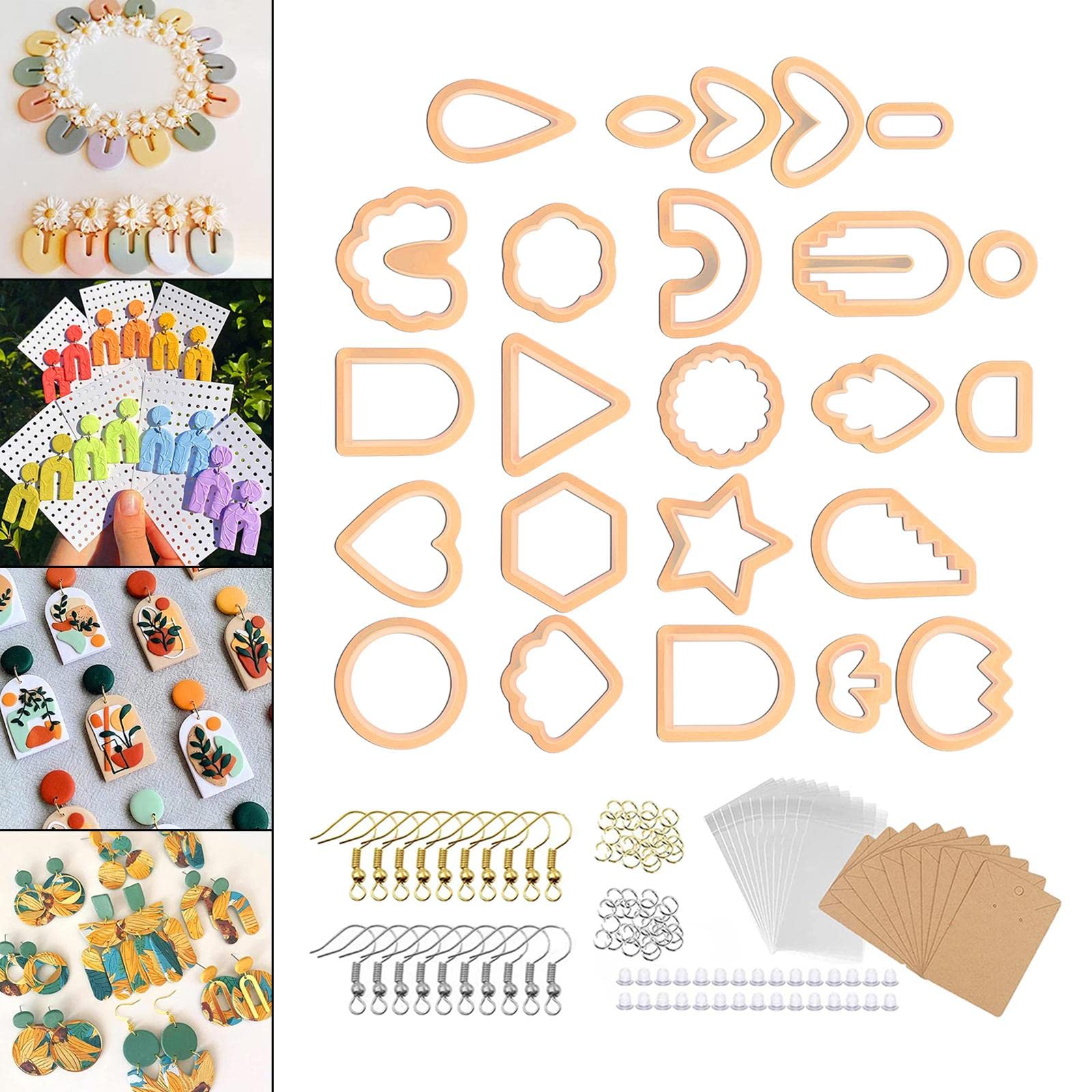 Adoorniequea 5 Set 124 Stück Cutter für Polymer Clay Ohrringe Geometrisch für Polymer Clay Ohrring Orange Orange 124 Stück