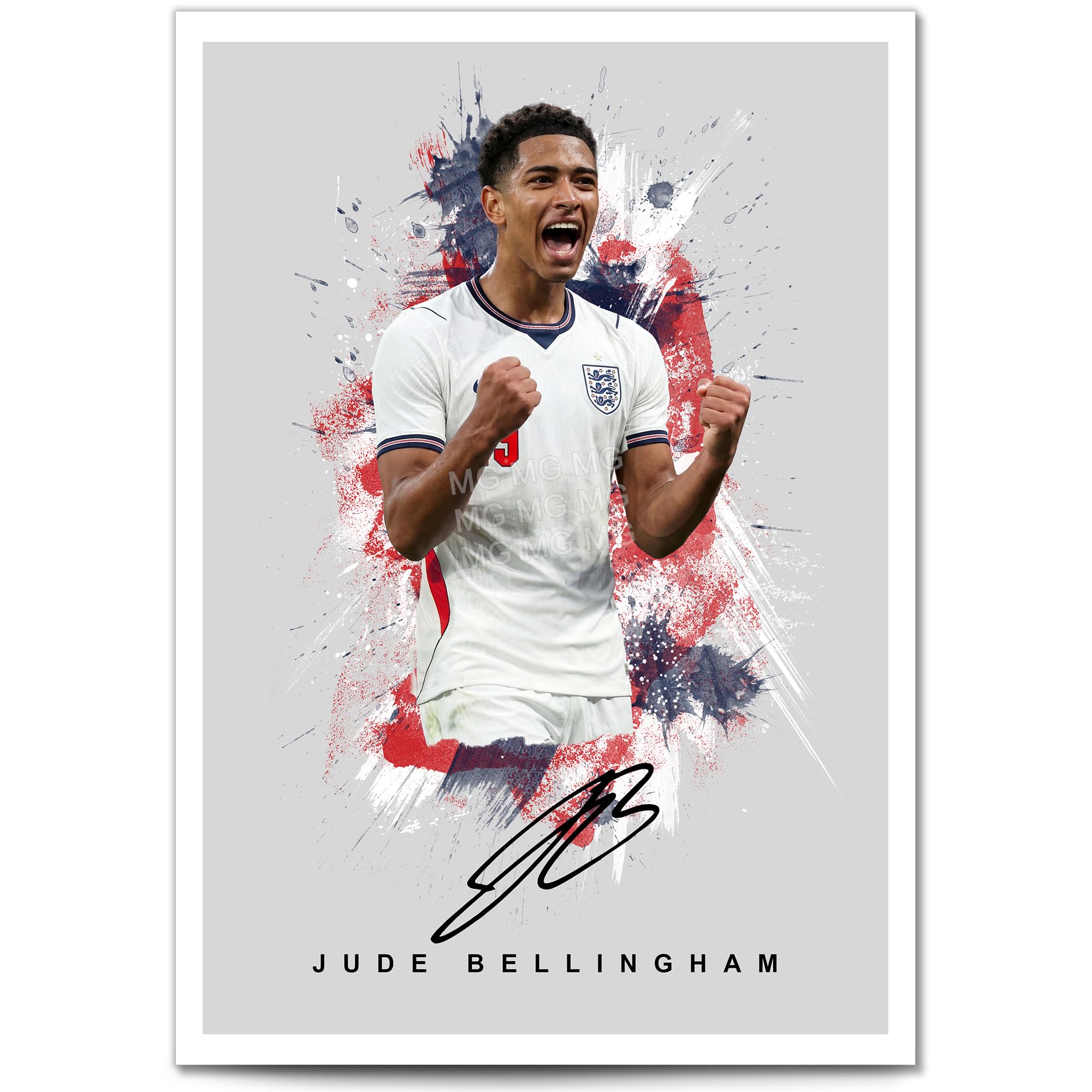 Jude Bellingham Real Madrid Signed Photo Poster A4/A3 Print Picture Display Framed Autograph Memorabilia for Football Fans Gift England (England, Grey A3 print unframed)