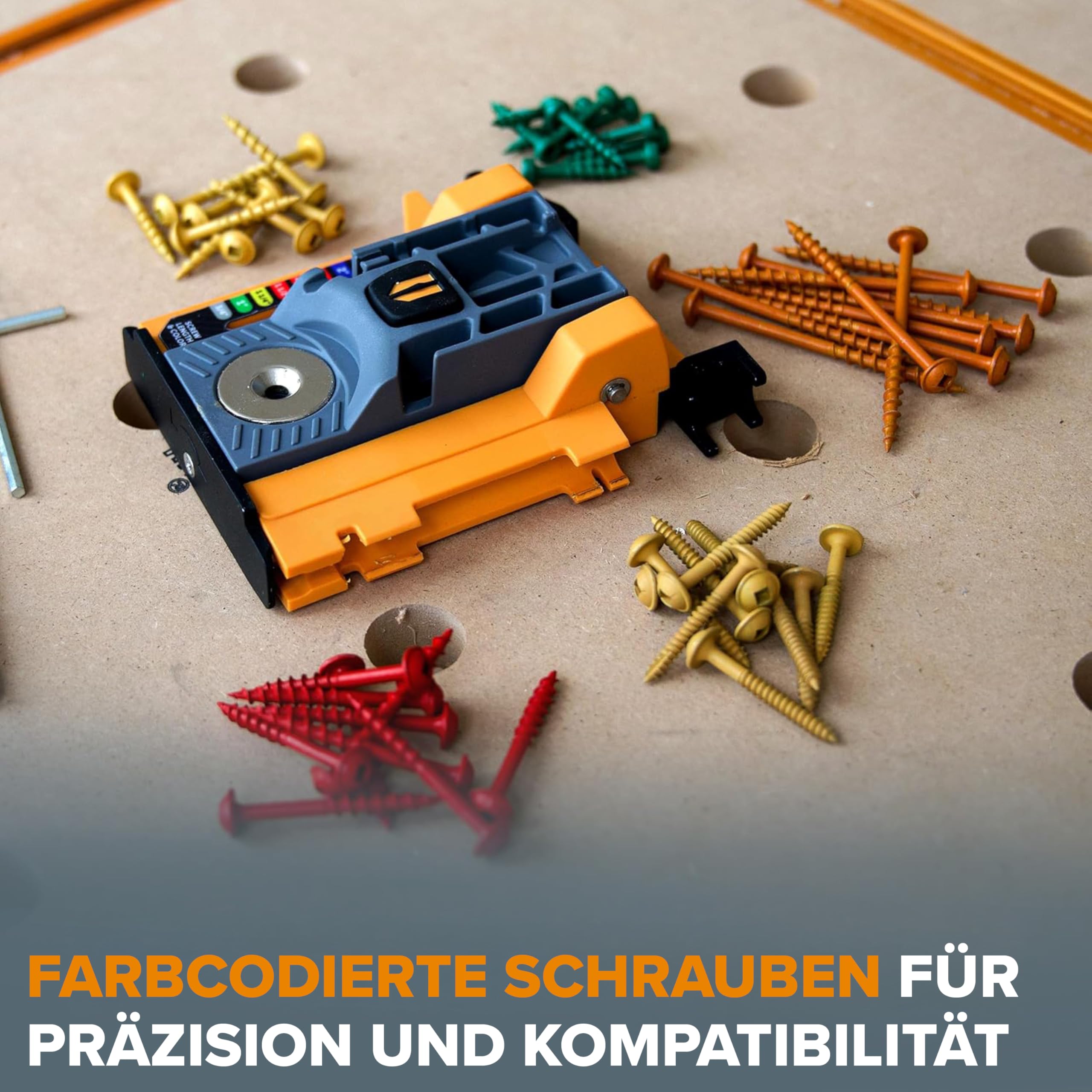 BORA Mini Pocket Hole Jig – Taschenloch Bohrschablone, Set mit Schrauben | Auto-Tiefeneinstellung | Armor-X Push-Lock | 13–38 mm | Inkl. 100-tlg. Schrauben-Set | Für Schreinerei & Heimwerker