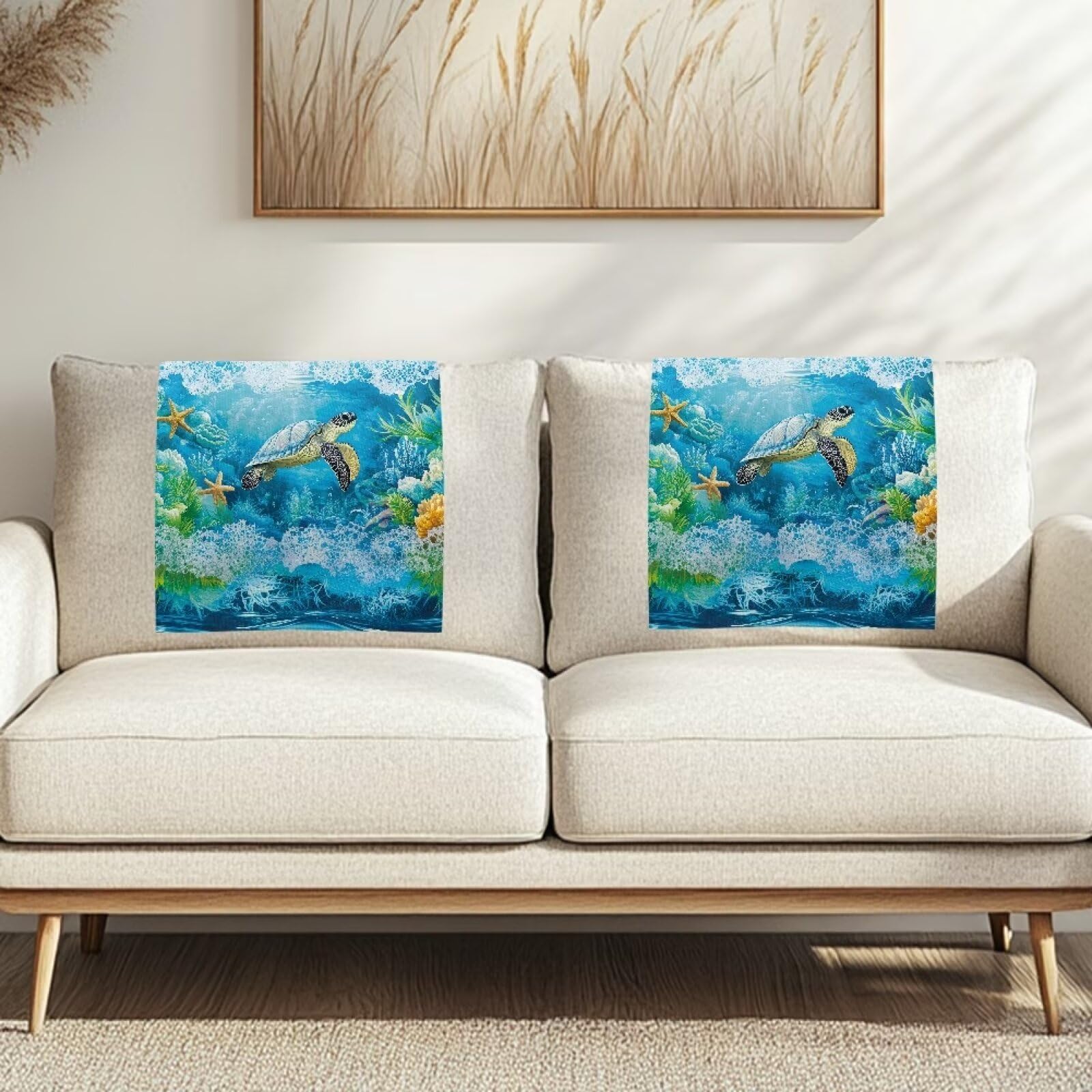 Mintulipy Ocean Turtle Headrest Cover for Recliner Chair Recliner Headrest Protector Sofa Headrest Covers Couch Headrest Protector Recliner Chair Head Protector Cover 1/2 Pack