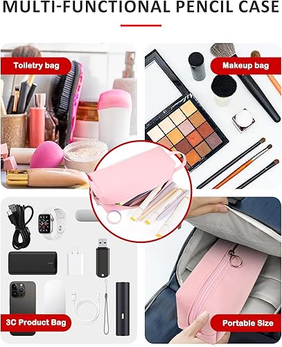 Miniatura 95 de Fmeida Estuche para lápices estético, bolsa de lápices de gran capacidad, estuche portátil para bolígrafos, oficina, papelería, bolsa de maquillaje