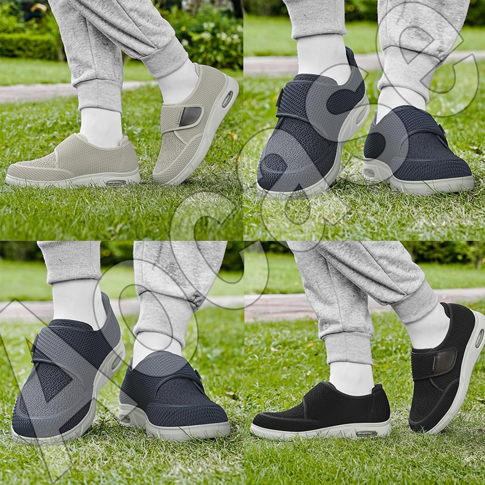 Zapatos para Pies Planos Hombre Zapatillas Cómodas Ancho Especial OrtopéDicos Caminar Adulto Sanitized Ajustable Edema hinchados Extra Ancha,Gris,45 EU