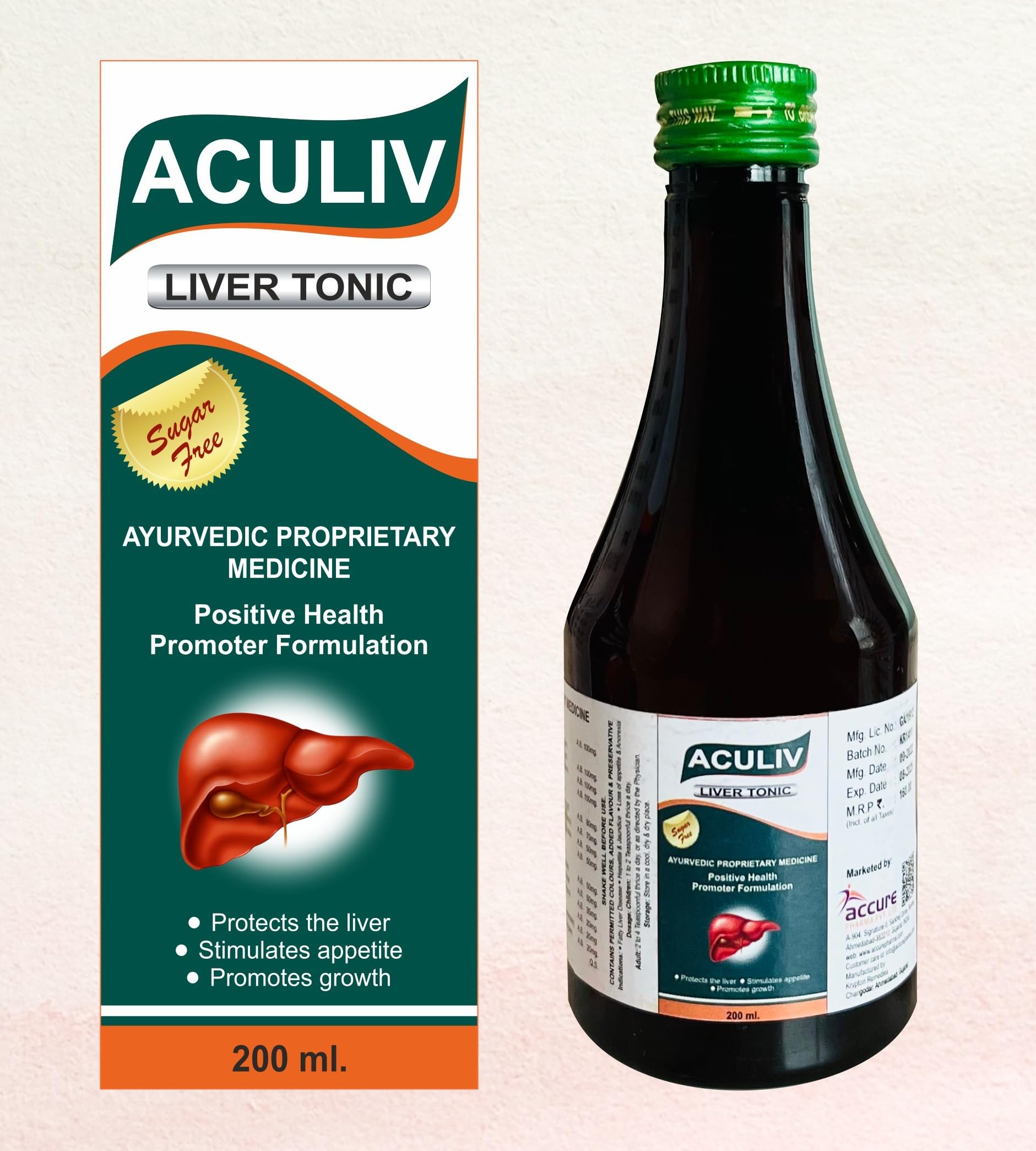 Aculiv Liver Tonic | Ayurvedic & Sugar Free |200 ml | For fatty Liver, liver detox, Indigestion, Constipation| For men & women, Accurepharma (BUY 3 AND GET 1 FOOT CREAM FREE WORTH Rs. 249) (B0CBX7Z678) Amazon Price History, Amazon Price Tracker