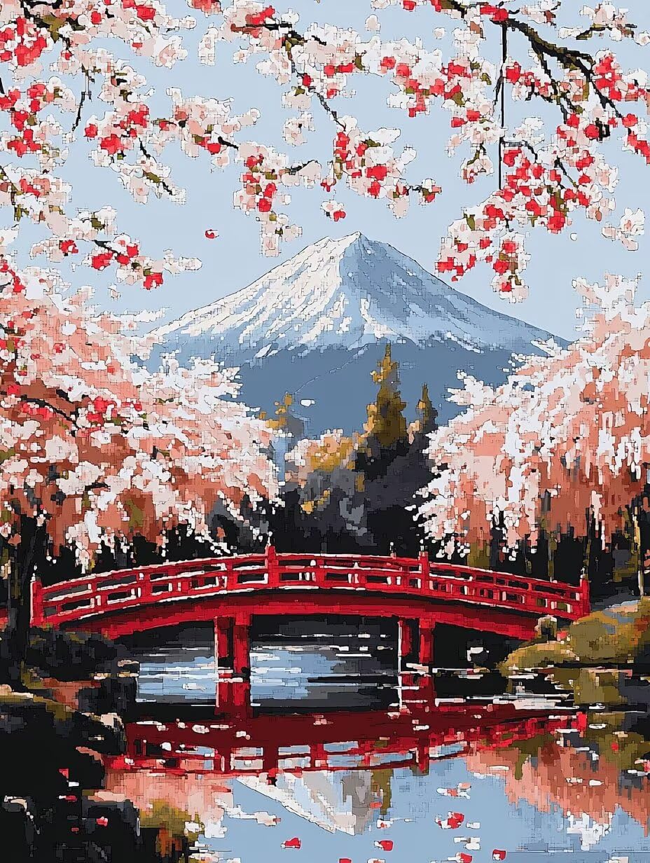 WEISHIWE Malowanie według numerów dla dorosłych Fuji Berg w Japonii, 70 x