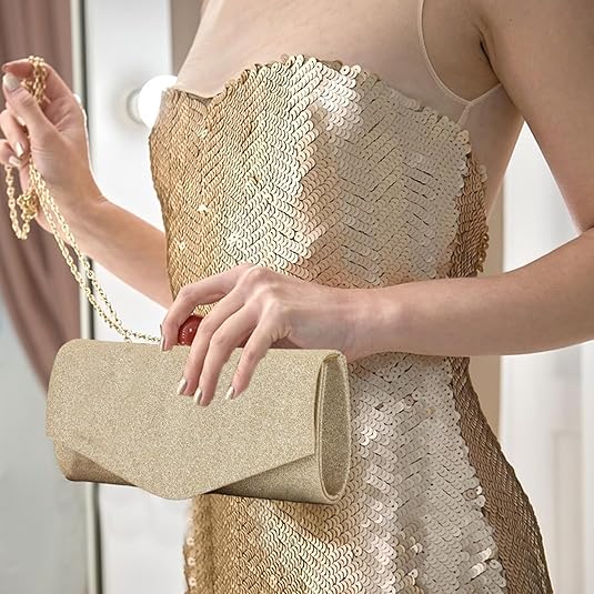 Clutches voor dames, glanzend zilver, clutch voor vrouwen, bruiloft, avondtas met afneembare kettingriem, pailletten, elegante envelop handtas, glitter cross body schoudertas voor dames, bruidsbal