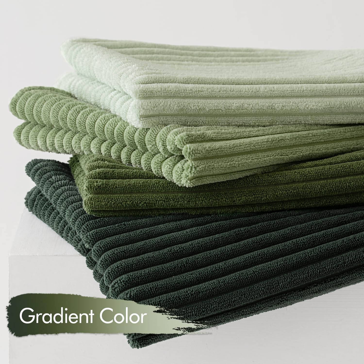 4er Set Kordsamt Kissenbezug Kissenbezüge Kissenhülle Sofakissen Dekokissenbezug Couchkissen Weich für Sofa Schlafzimmer Wohnzimmer Büro, 40x40 cm, Grün Serie