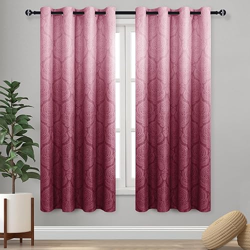 Miniatura 117 de DWCN - Cortinas blackout para dormitorio, diseño de damasco con aislamiento térmico y ojales, para sala de estar, juego de 2 paneles de cortina