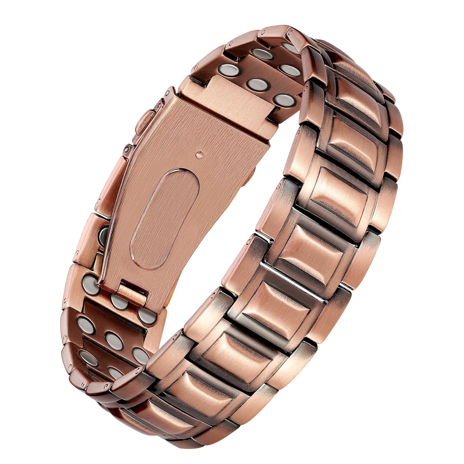 Jecanori 3X Strength Copper Bracelets for Men Magnetic Bracelets for Men with 3800 Gauss Magnets Premium Fold-Over Clasp