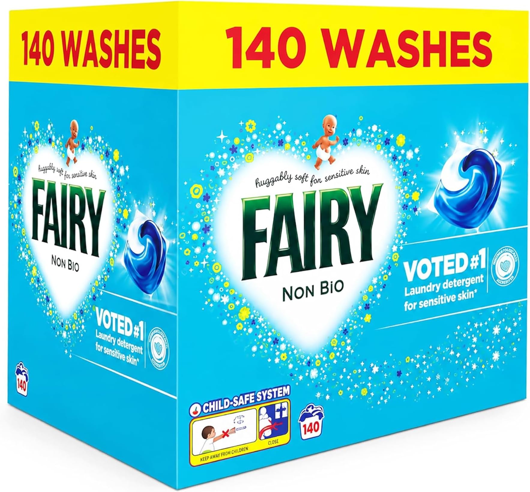 Laundry Pods, 140 Washes – Powerful Cleaning Washing Capsules For Sensitive Skin, Gentle on Clothes, Easy-to-Use Detergent Pods for Everyday Laundry - 1442g (2 Bags)