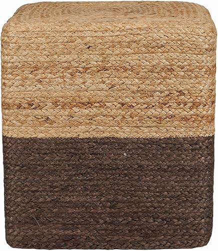 Miniatura 123 de REDEARTH · Taburete otomano de puf cubo, puf trenzado de yute para la sala de estar, dormitorio, guardería, patio, salón y otras habitaciones (14.5