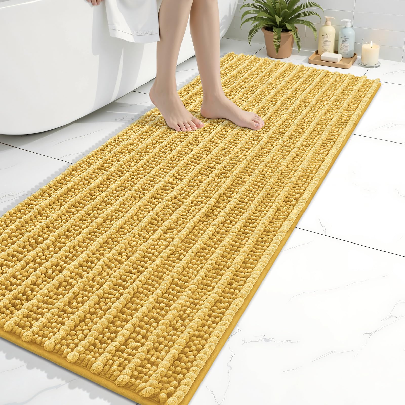 Arotive Bathroom Rugs Mat 60x20, Soft Absorbent Chenille Shaggy Bath Mat