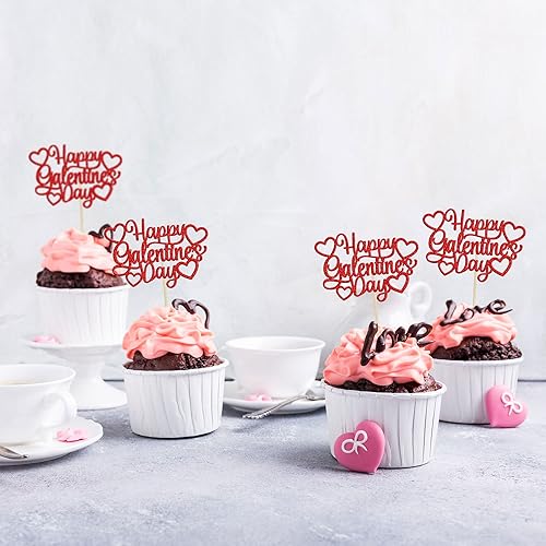 Vista 39 de 36 piezas de decoración de cupcakes para el día de San Valentín, dulce amor, San Valentín, para el día de San Valentín, fiesta de cumpleaños