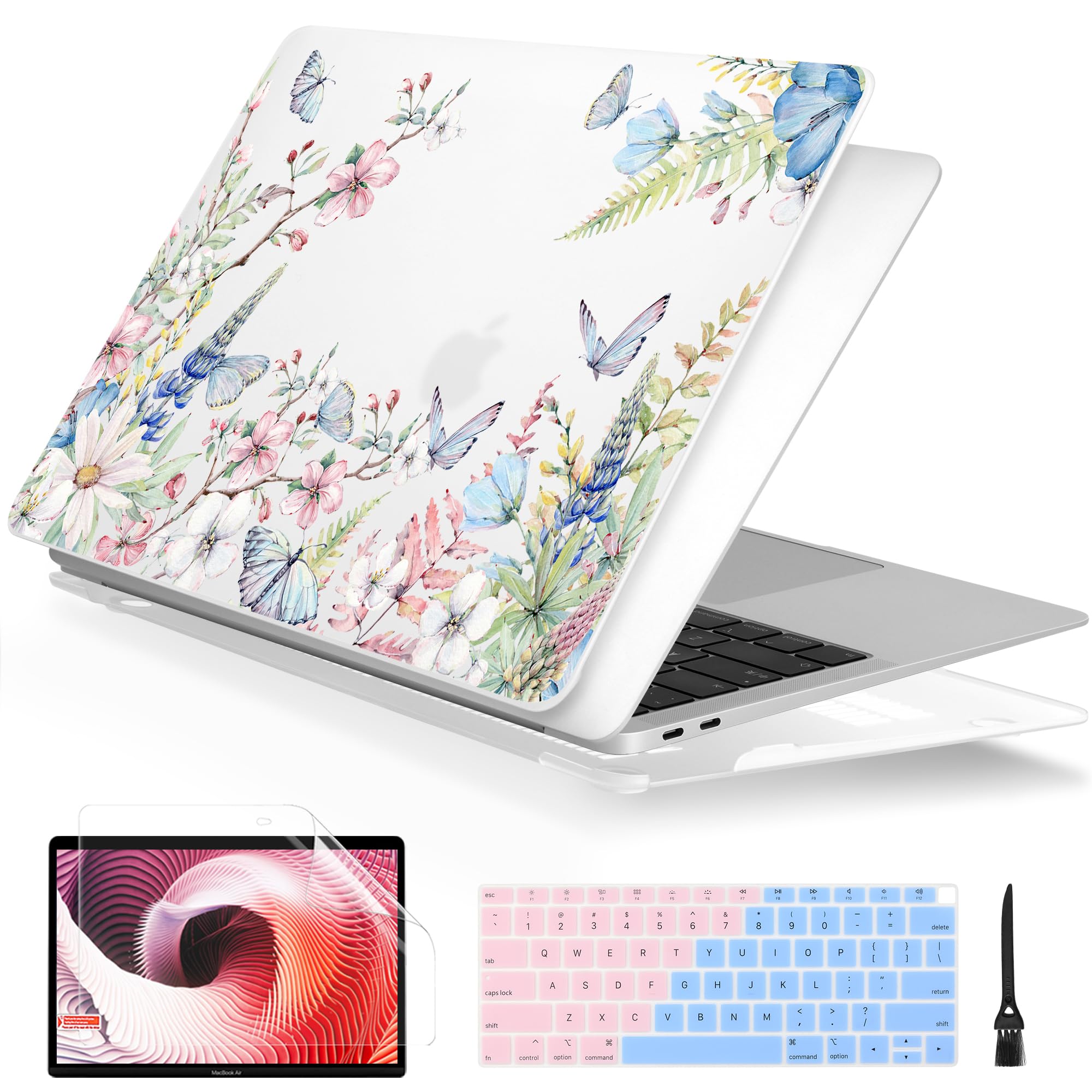 Batianda Case for MacBook Air 13 Inch M1 2020 2019 2018 Release Model A2337 A2179 A1932 with Retina & Touch ID, Floral Series Hard Shell Cover with