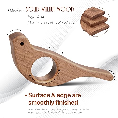 Miniatura 3 de Soporte para páginas de libros de nogal con diseño de pájaros, soporte de madera con acabado liso para leer, regalo ideal para lector de libros,